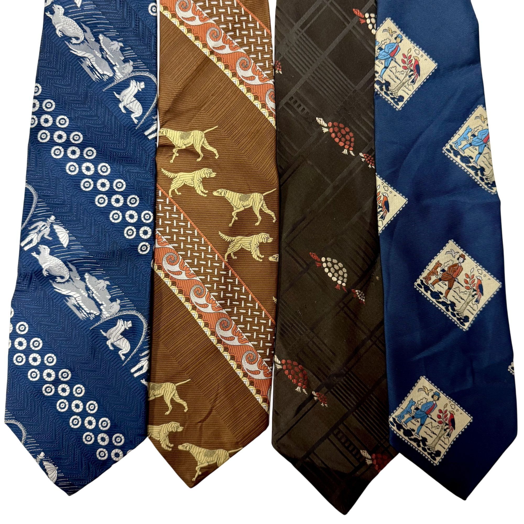 Sears 4pc 70s DISCO Necktie LOT MoD Animals Dogs Turtles Neck Ties Size ONE SIZE - 1 Thumbnail