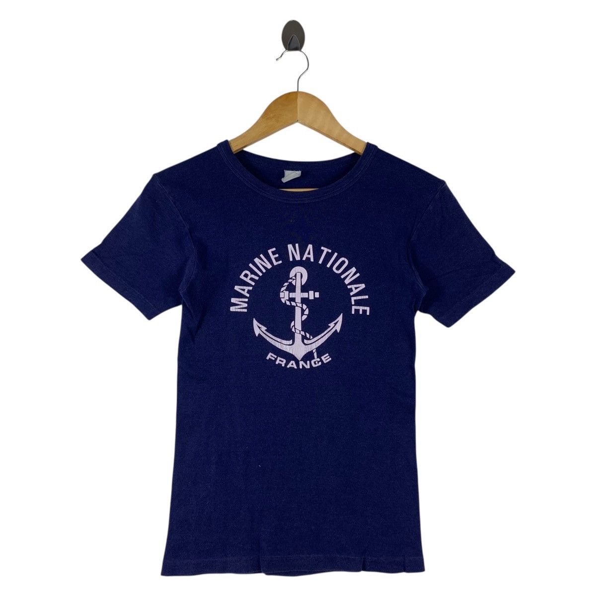 Other Vintage Marine Nationale France Navy Blue Graphic Tee Size US XXS / EU 40 - 1 Thumbnail