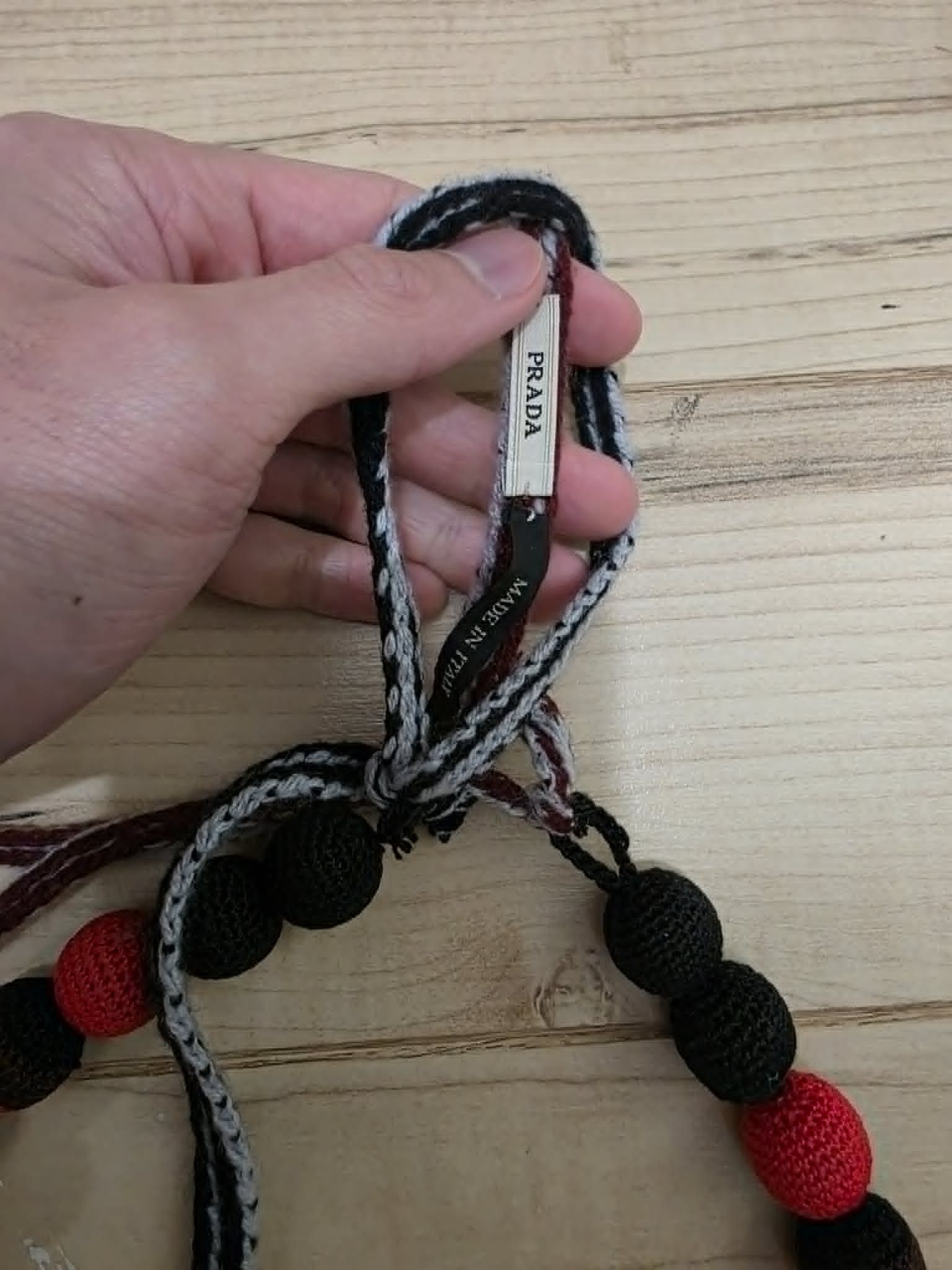 Prada Prada Red & Black Crochet Beaded Necklace Size ONE SIZE - 2 Thumbnail