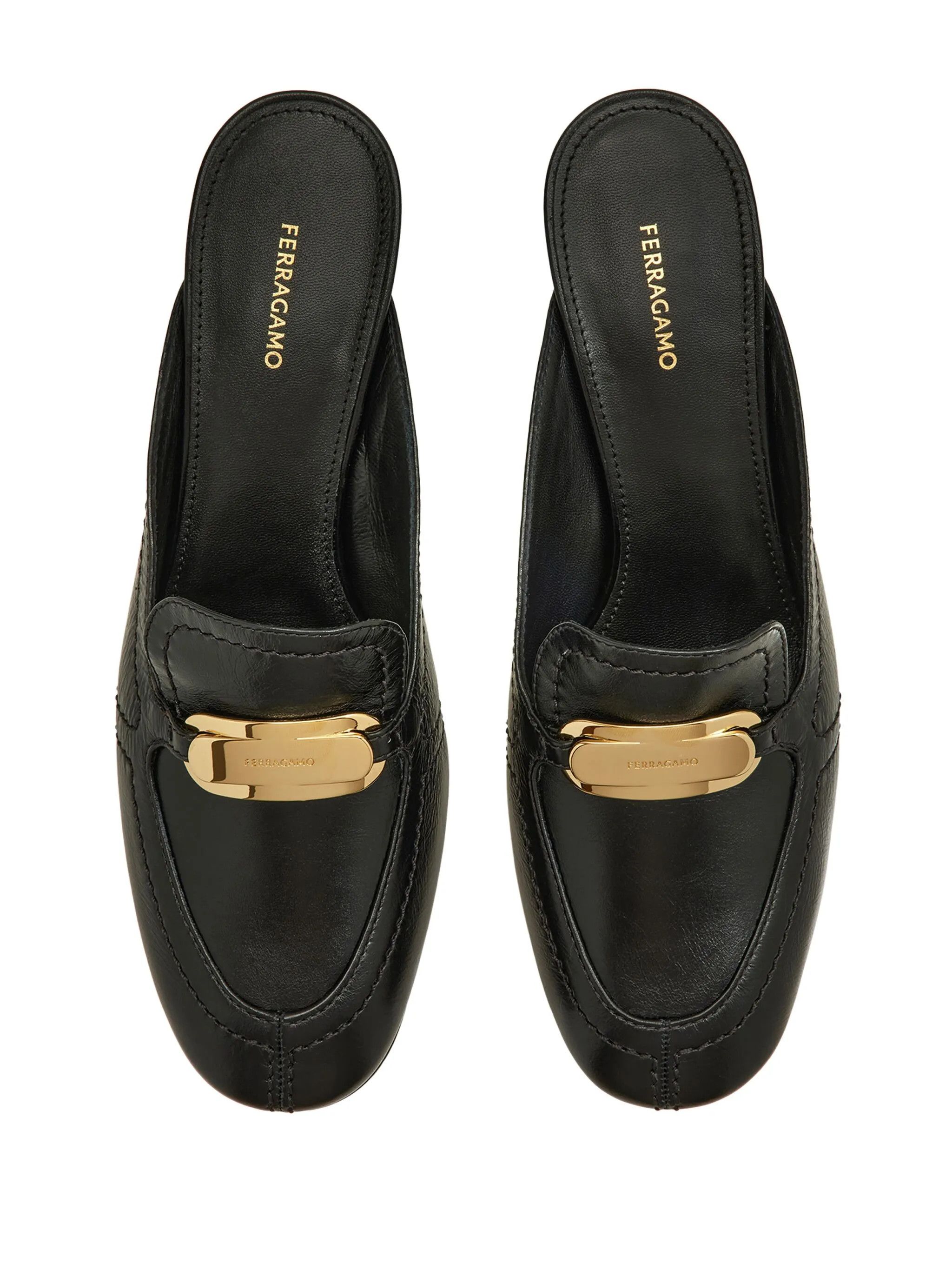Salvatore Ferragamo o1s1rm0126 Crocodile-effect Leather Mules in Black Size US 11 / IT 41 - 4 Thumbnail