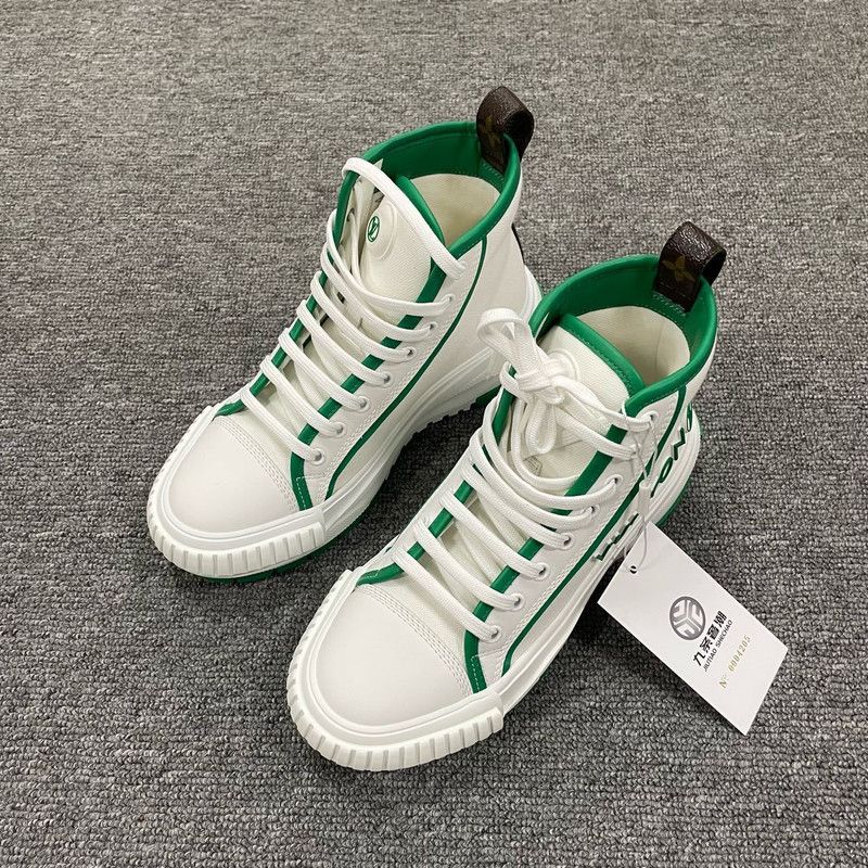 Louis Vuitton Louis Vuitton Squad High-Top Sneakers in White Green 0079 Size US 6 / IT 36 - 1 Thumbnail