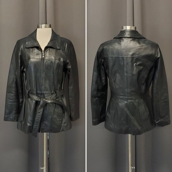 Vintage Vintage 90s y2k Bratz Black Leather Mid Length Belted Coat Size M / US 6-8 / IT 42-44 - 5 Thumbnail