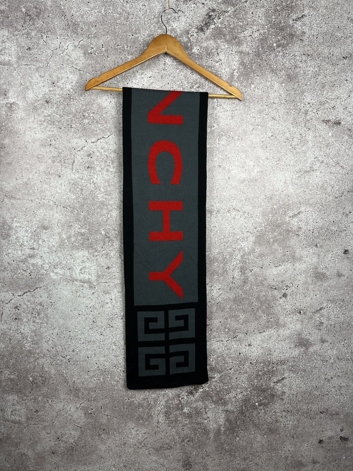 Givenchy GIVENCHY Black & Red & Gray Logo Scarf UNISEX Size ONE SIZE - 2 Thumbnail