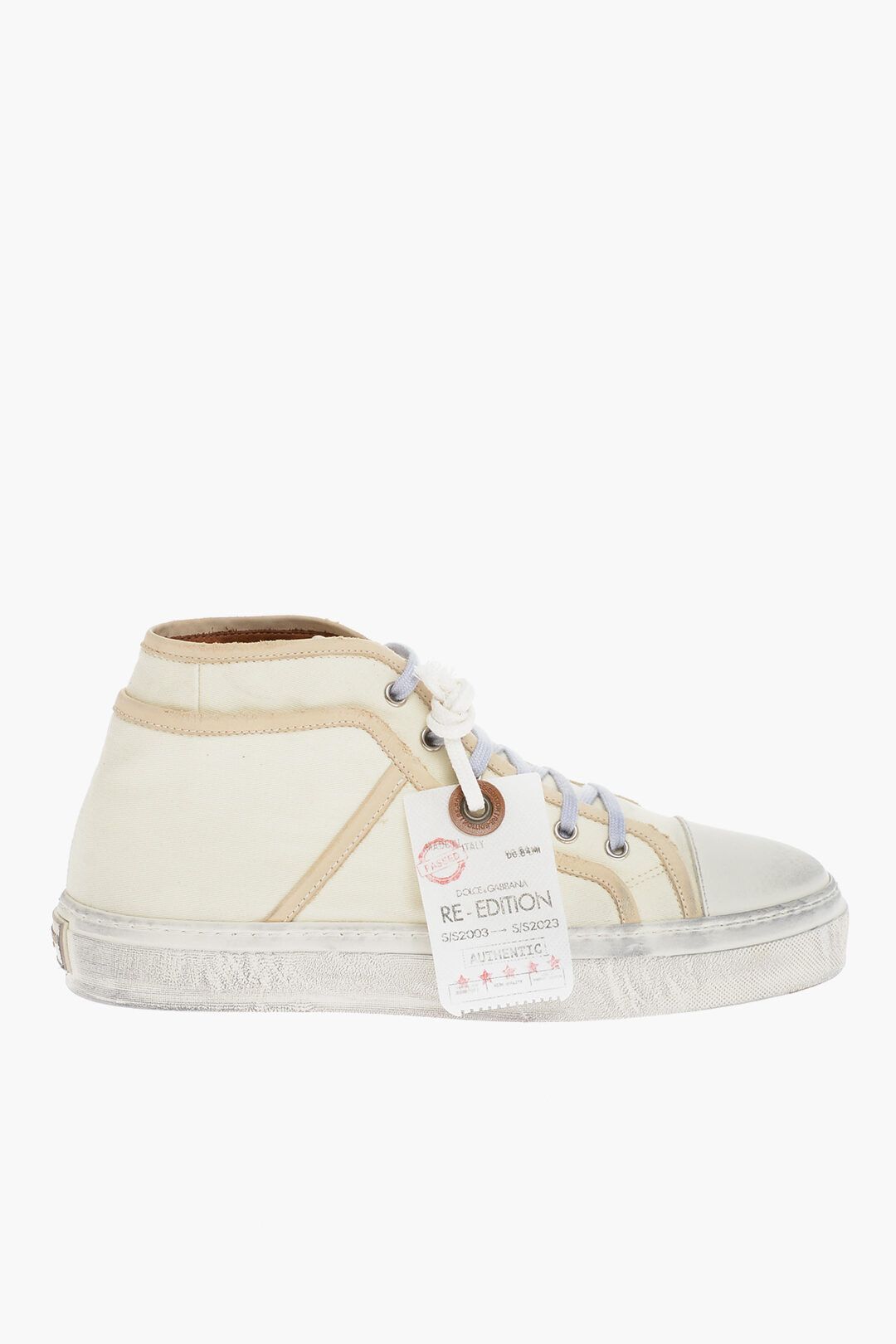 image of Dolce Gabbana Og1Mm0424 Leather Hi-Top Sneakers In Beige, Men's (Size 9)
