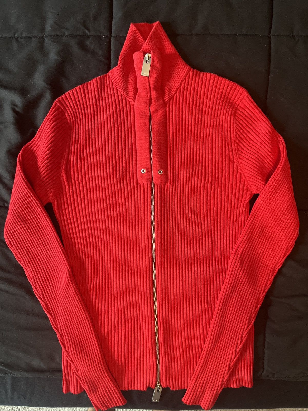 Red Double Zip-Up Sweater