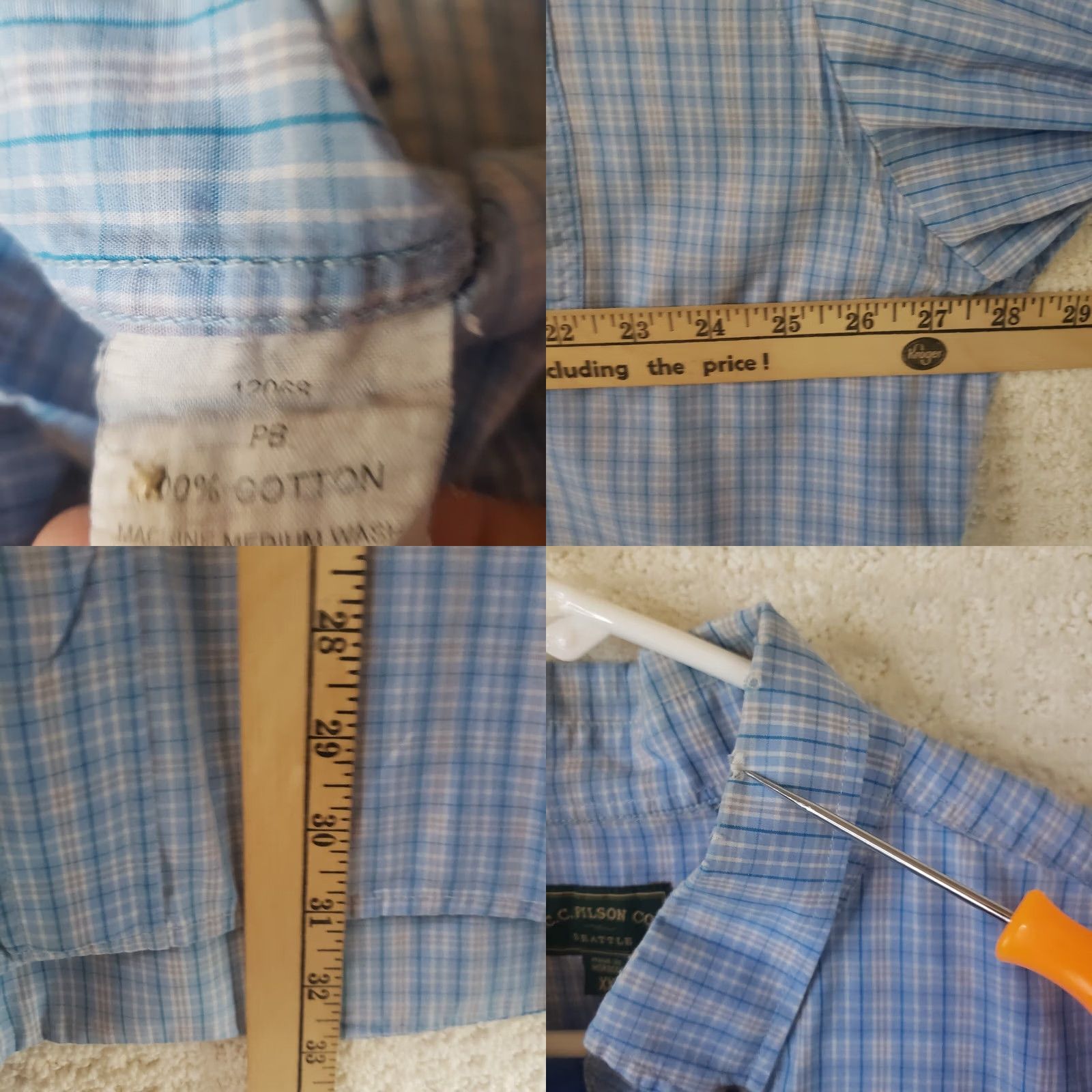 Filson Filson Men's XXL Button-Front Casual Shirt Blue Plaid Short Sleeve Size US XXL / EU 58 / 5 - 9 Thumbnail