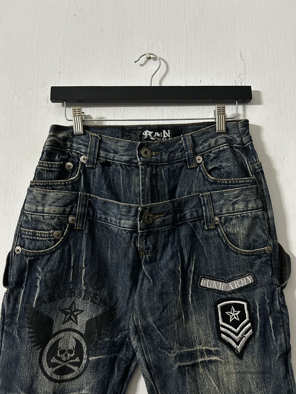 Japanese Brand 2000’s Rain King of Hip Hop Double Waist grunge punk style Size US 27 - 2 Thumbnail