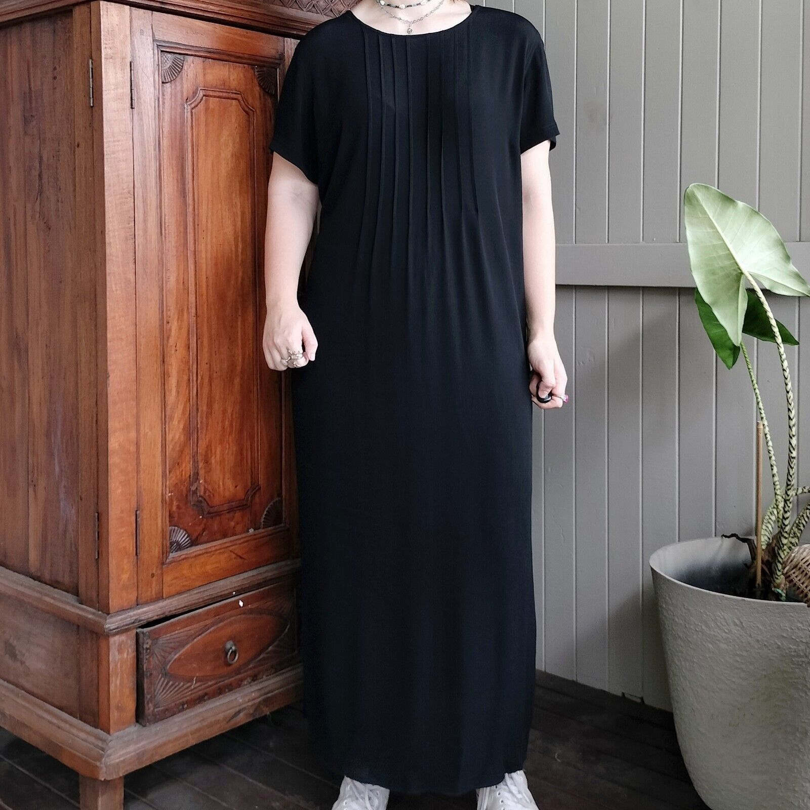 Other Womens Black Maxi Dress Size 16 Short Sleeve Tie Waist Size XL / US 12-14 / IT 48-50 - 5 Thumbnail
