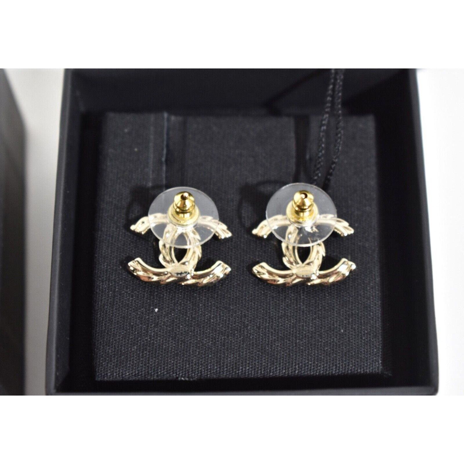 Chanel Chanel 23B Gold Crystal Interlocking Statement Stud Earrings Size ONE SIZE - 9 Thumbnail