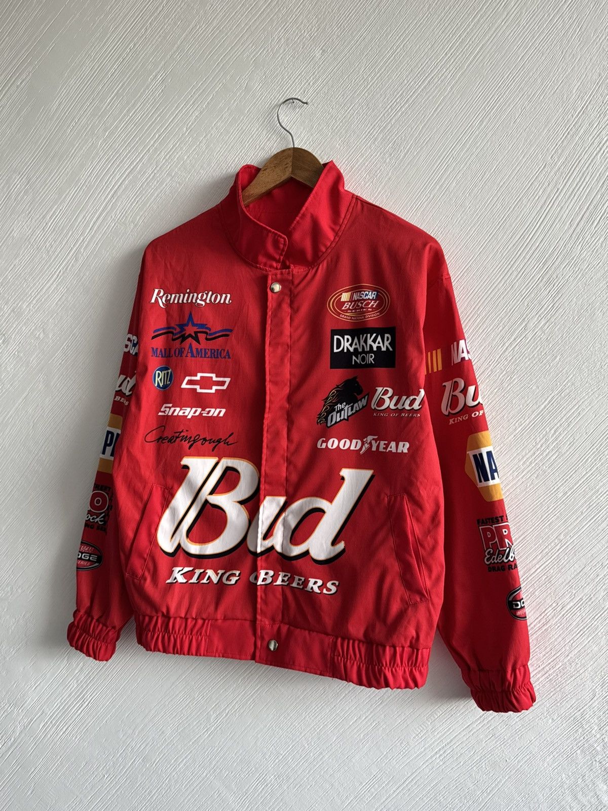 NASCAR VTG NASCAR Racing Bomber Jacket Bud King of Beers Remington Size US S / EU 44-46 / 1 - 2 Thumbnail