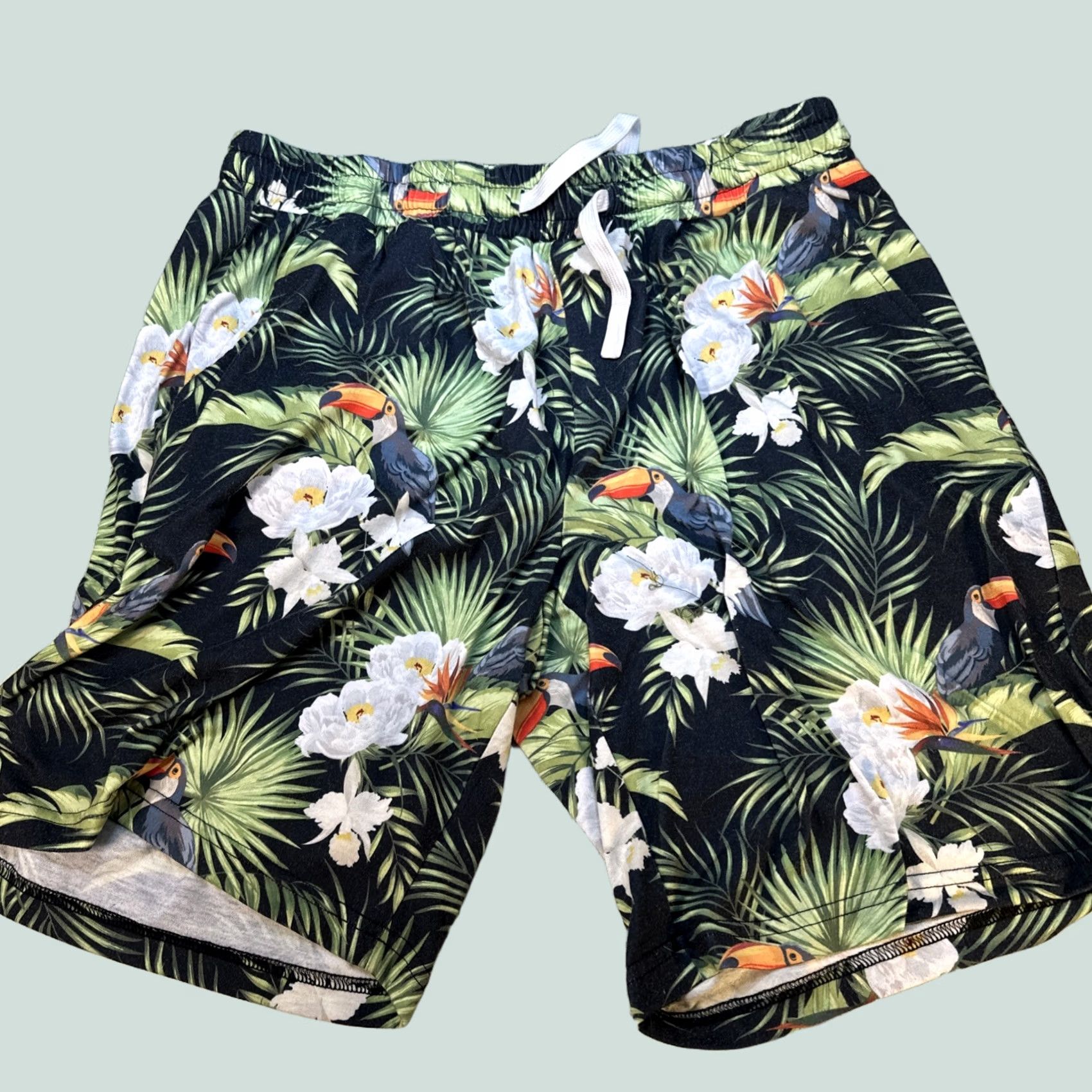 Vintage Jogal Botanical Floral Lightweight Shorts Cream Drawstring XL Men Hawaiian Pattern Men’s Clothing Size US 36 / EU 52 - 1 Thumbnail