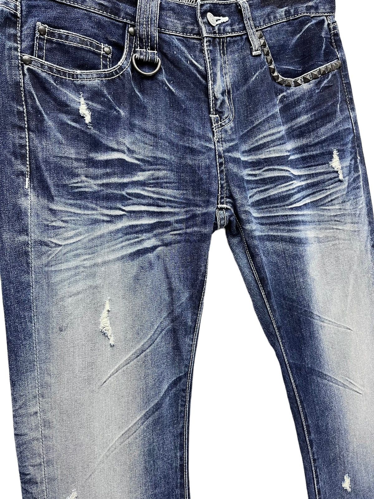 Blue Blue Japan FLARE🔥Vintage CAVARIA PUNK Studded Distressed Blue Denim Size US 32 / EU 48 - 8 Thumbnail