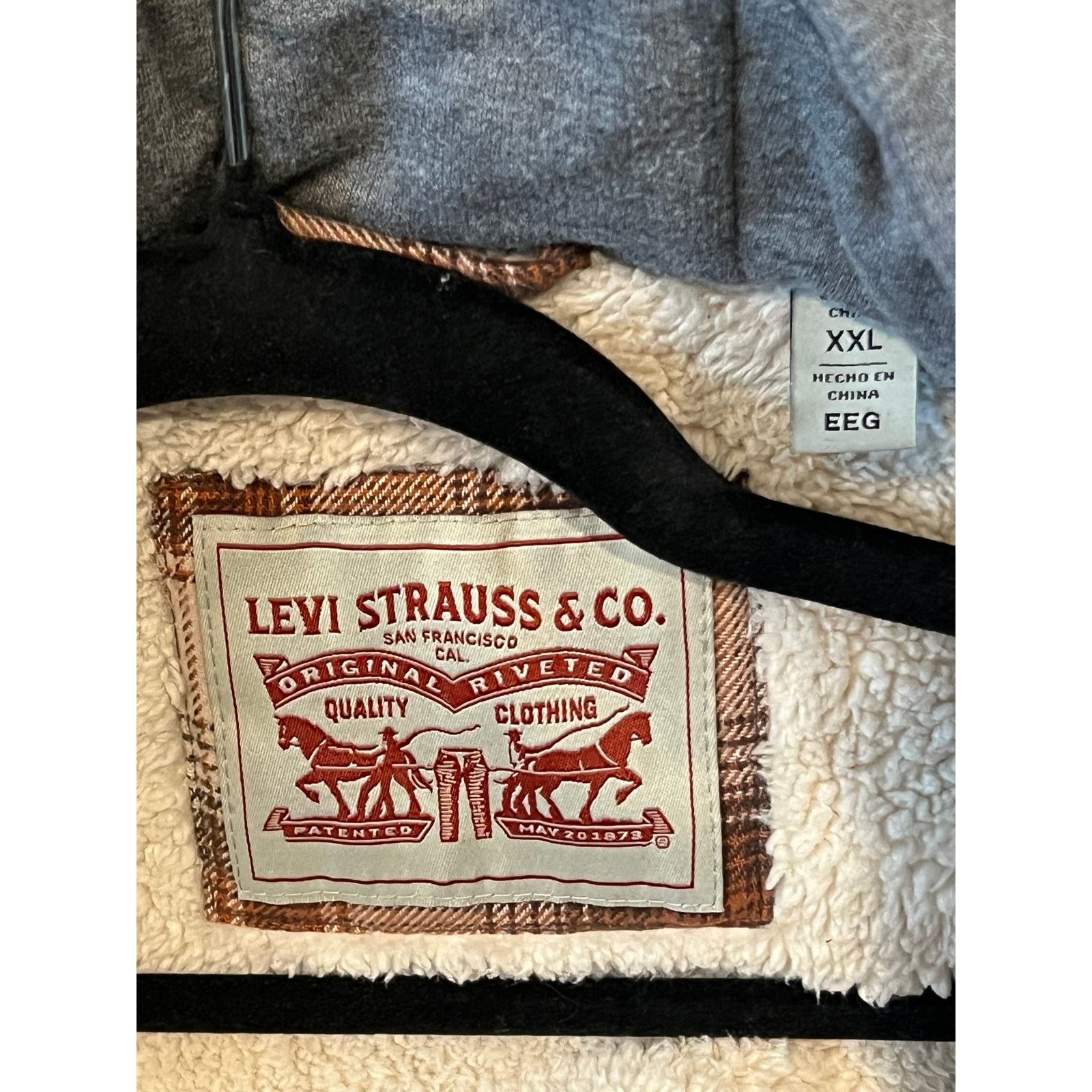 Levi Strauss & Co Hooded Checkered Flannel Jacket Mens 2XL