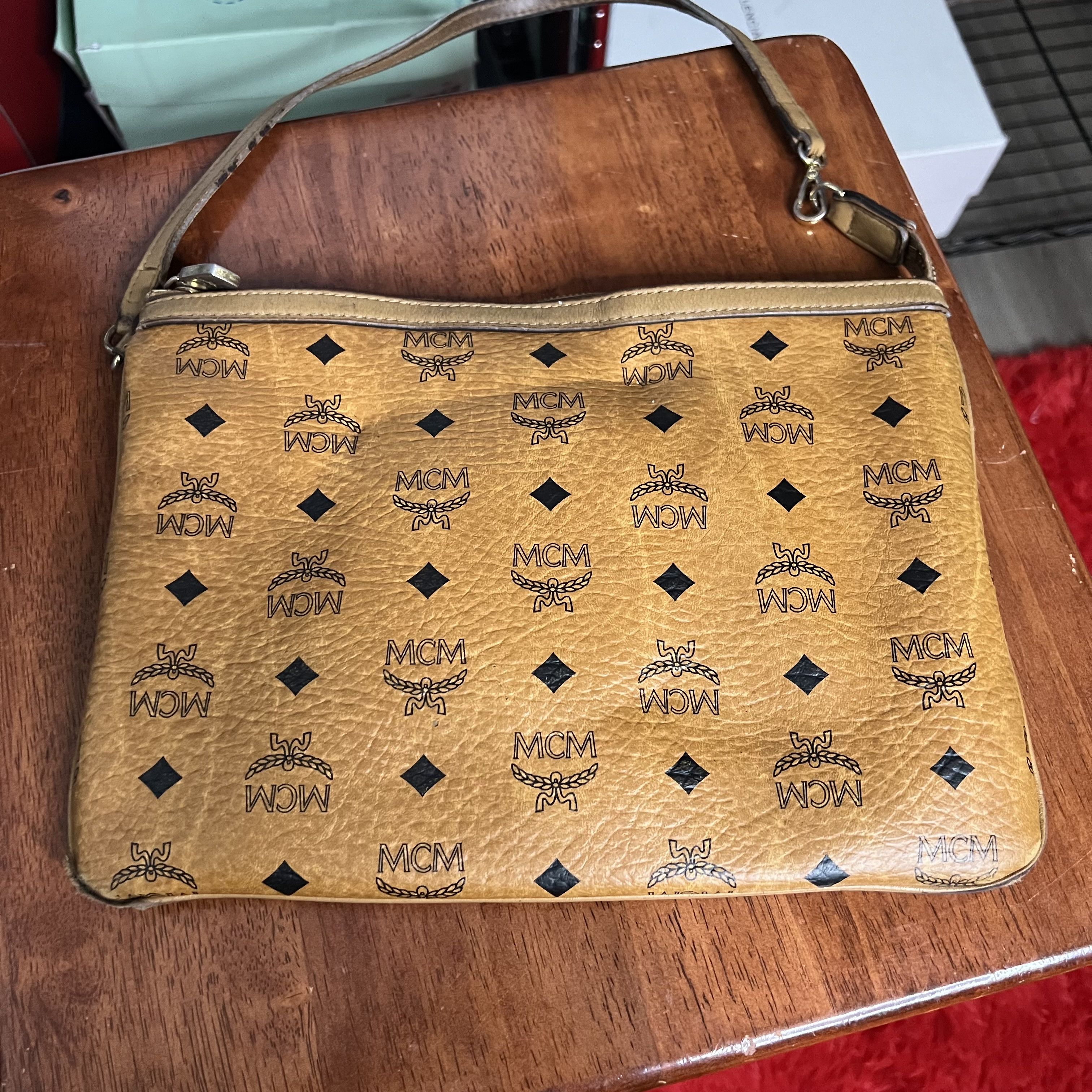MCM MCM Visetos Crossbody Pouch in Cognac Size ONE SIZE - 8 Thumbnail