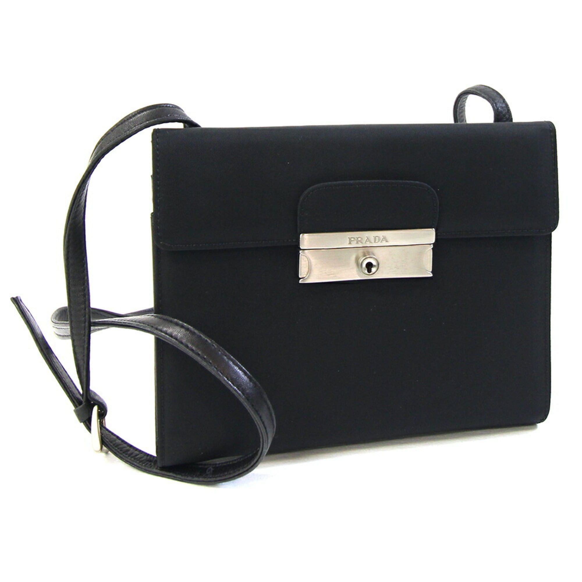 Prada Prada Shoulder Bag Black Nylon Leather Wallet Pochette Women's PRADA Size ONE SIZE - 1 Thumbnail