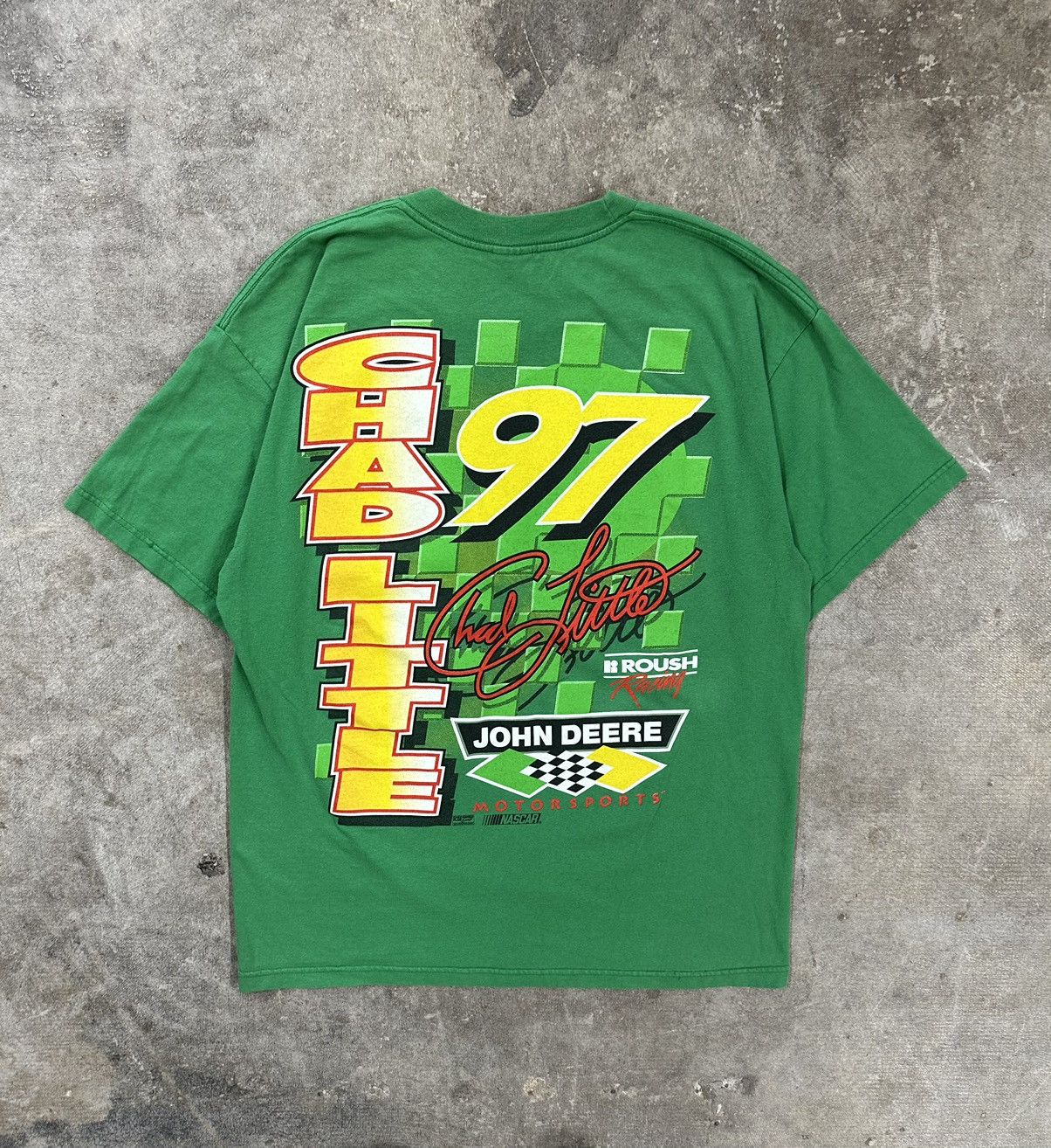 NASCAR Vintage 90s Nascar Chad Little John Deere Racing T-Shirt Size US XL / EU 56 / 4 - 2 Thumbnail