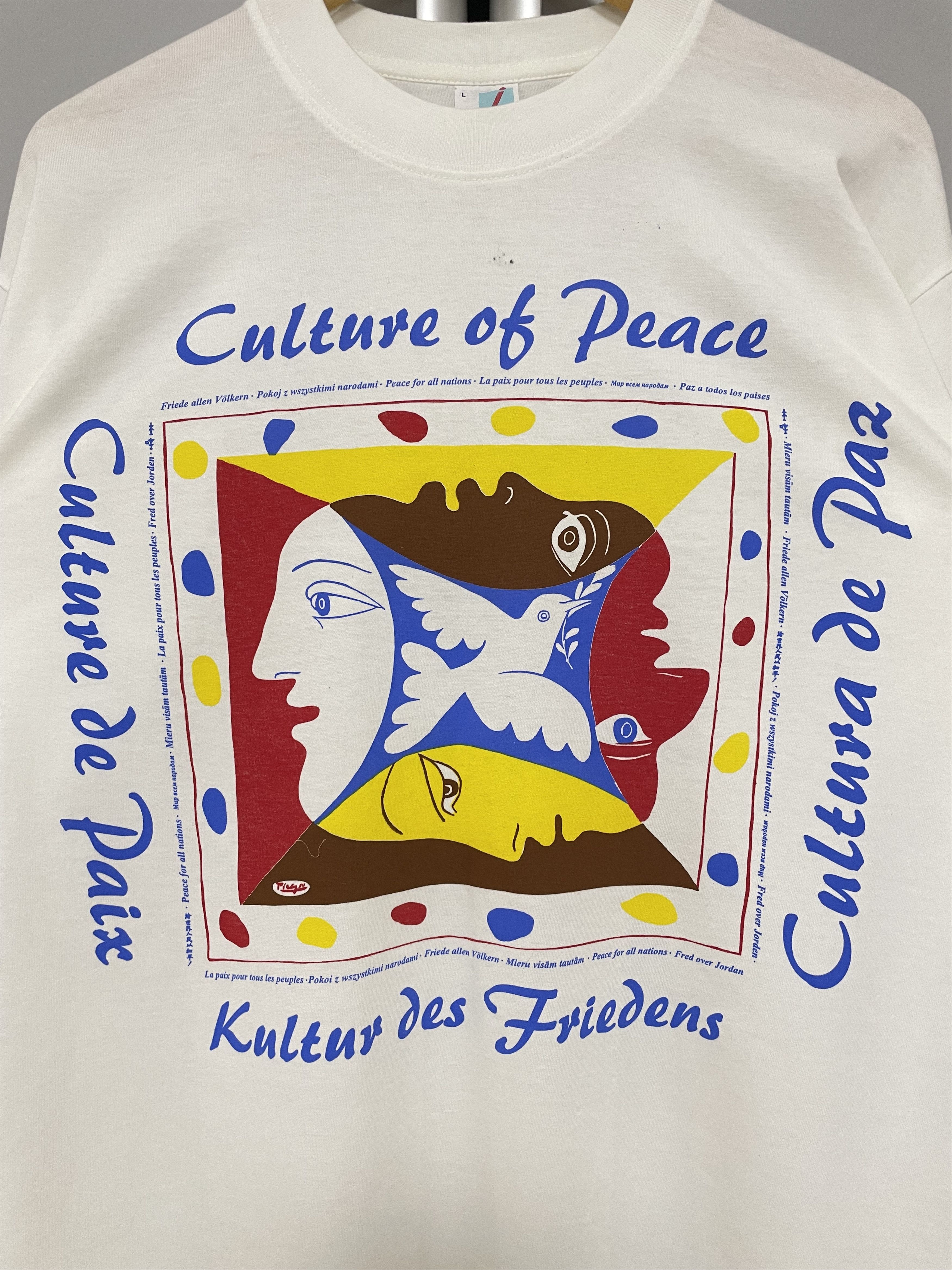 Vintage PABLO PICASSO Dove Of Peace Vintage Art T-Shirt Tee Rare 90s Size US L / EU 52-54 / 3 - 7 Thumbnail