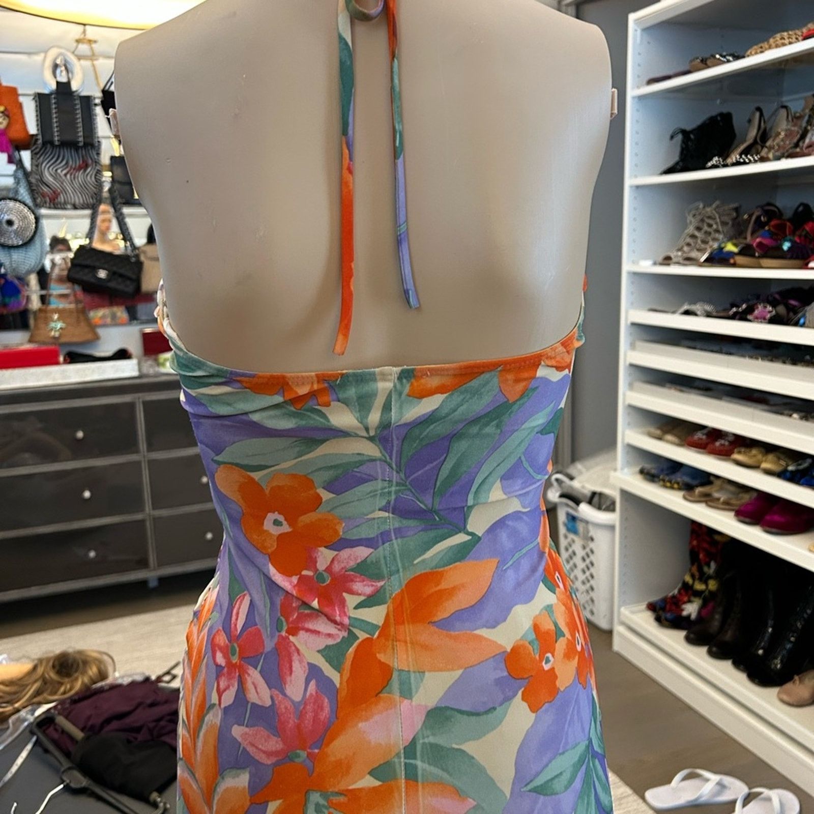 & Other Stories Women’s medium halter Tango dress in purple orange jersey Size M / US 6-8 / IT 42-44 - 4 Thumbnail