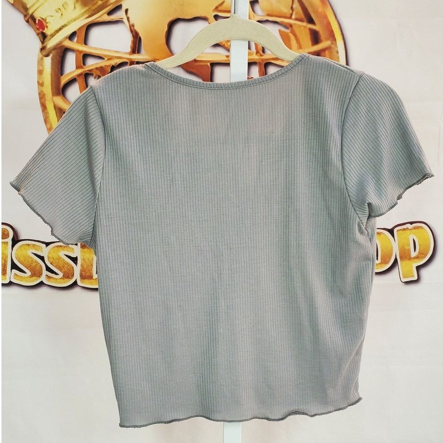 Other Gray Ribbed Button Front Crop Top Medium Size M / US 6-8 / IT 42-44 - 2 Thumbnail