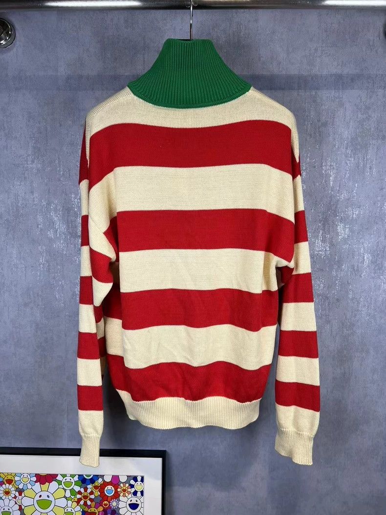 Gucci Gucci Red and green striped embroidered LOGO sweater 2503-N Size US L / EU 52-54 / 3 - 2 Thumbnail