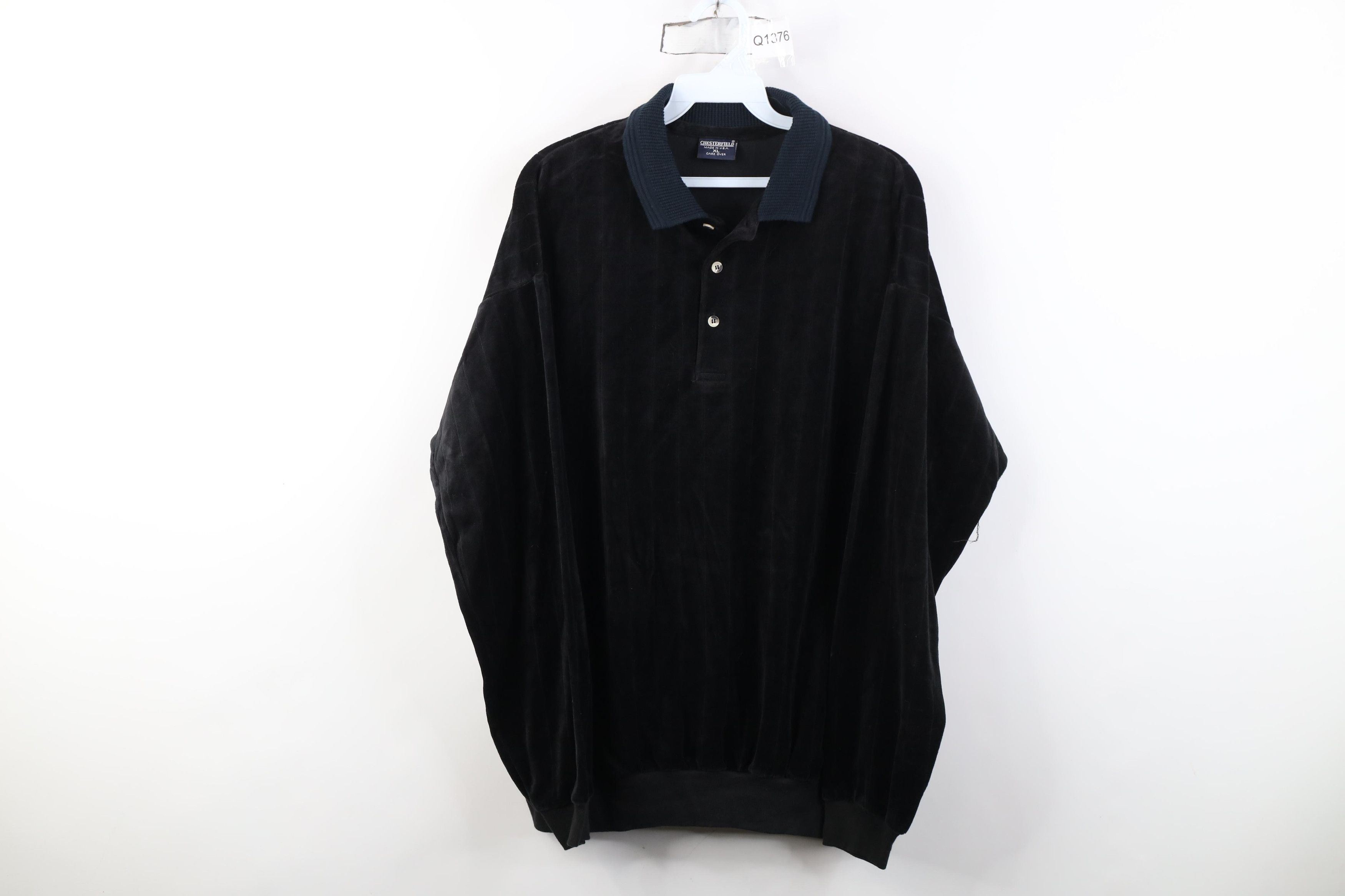 Vintage Vintage 90s Streetwear Velvet Collared Long Sleeve Polo Size US XL / EU 56 / 4 - 1 Thumbnail