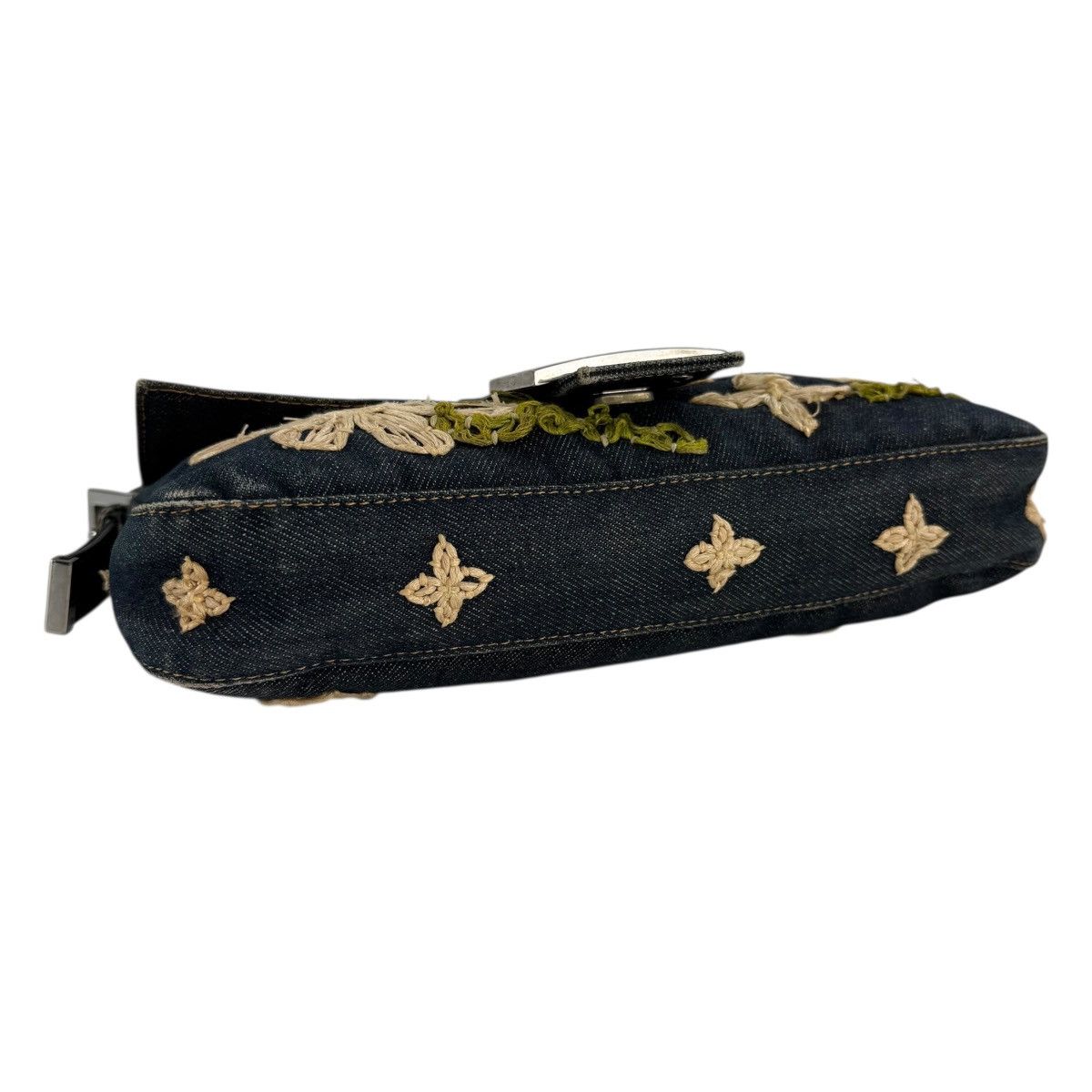 Fendi Fendi Embroidered Flowers Denim Baguette Shoulder Bag Size ONE SIZE - 9 Thumbnail