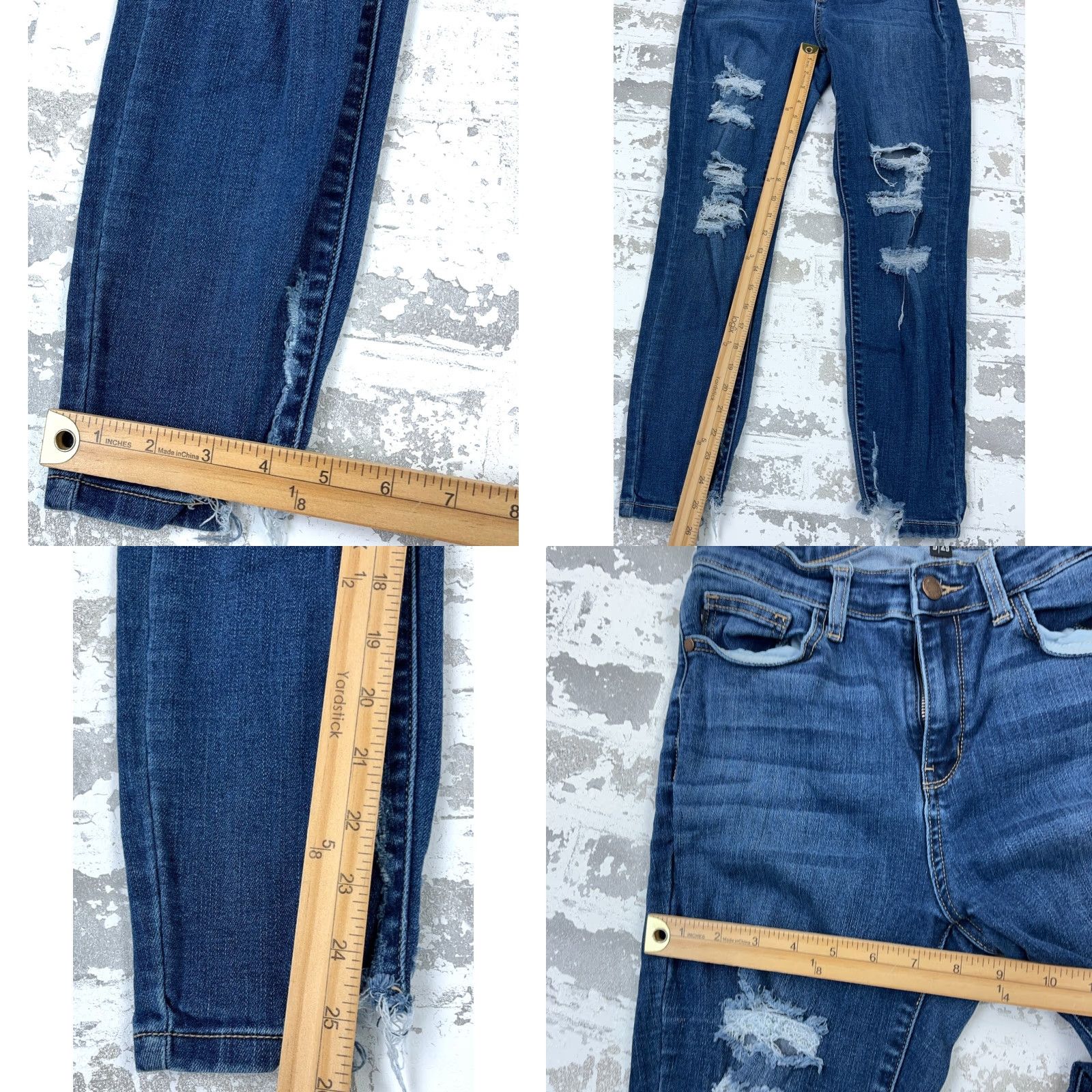 Vintage Judy Blue Jeans Women 29 Skinny Distressed Holes Med Wash Stretch Jeans Blue 5-Pocket Design Mens? Size 29" - 8 Thumbnail