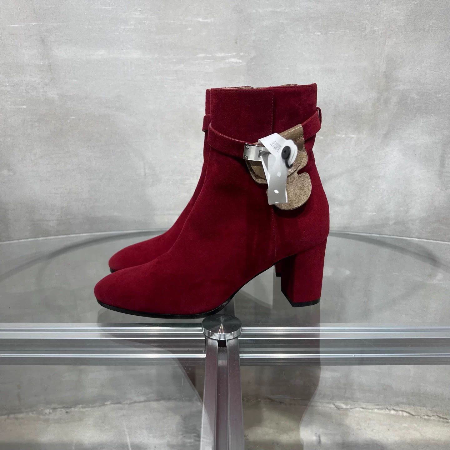 Hermes Hermes Wine Red Kelly Heel Short Boot Silver 37 Size US 6 / IT 36 - 3 Thumbnail