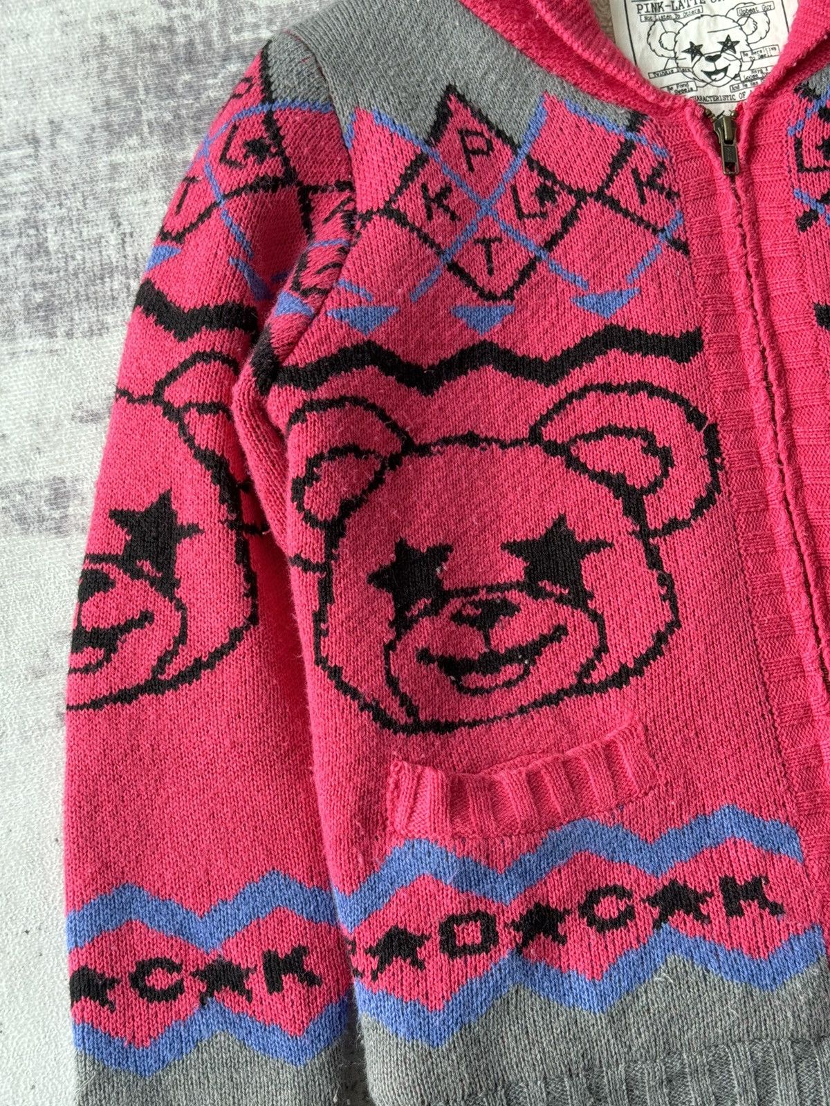 Japanese Brand Vintage Rockin Bear Knit Zipper Jacket / Hysteric Size US XS / EU 42 / 0 - 3 Thumbnail
