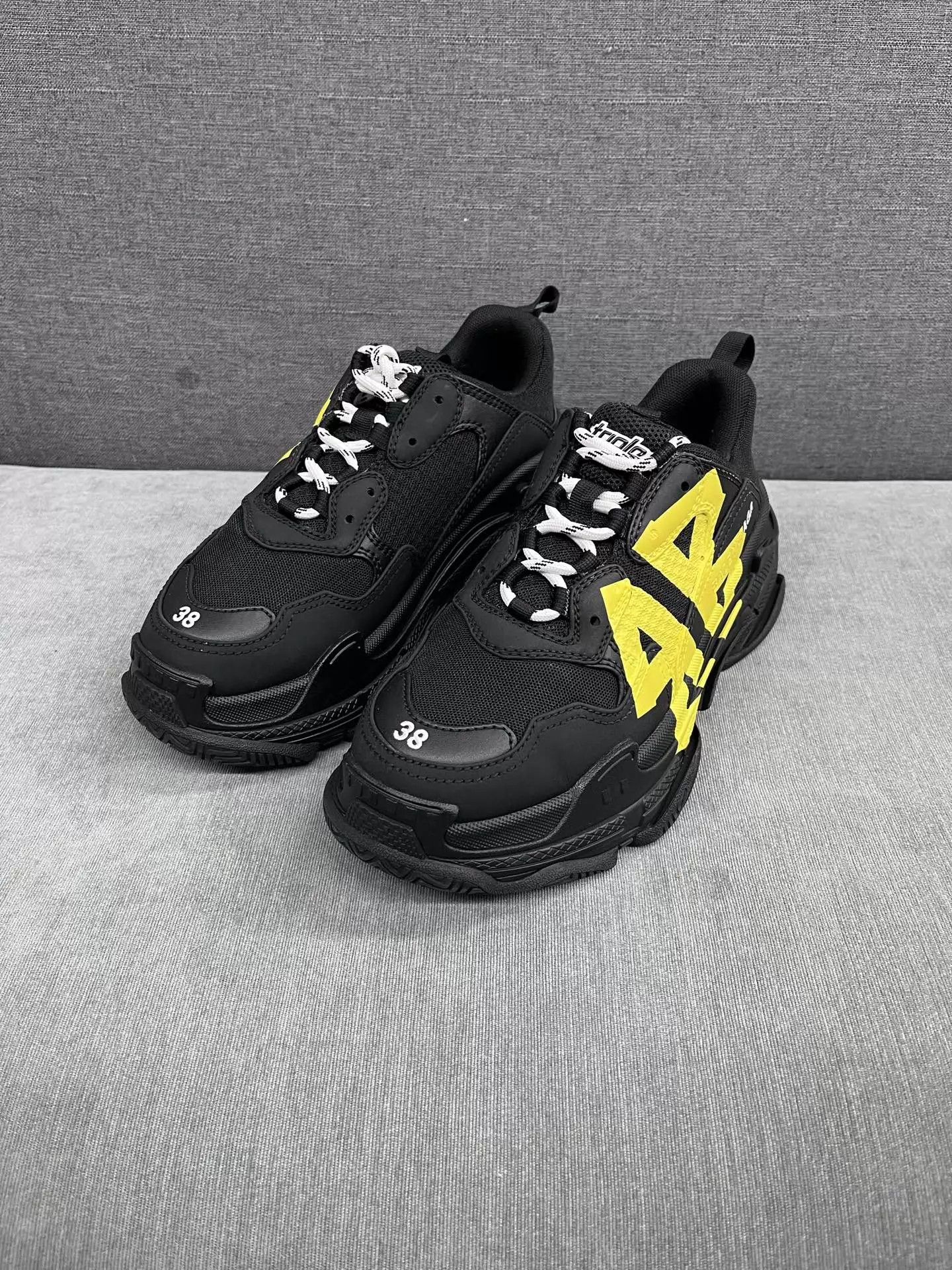 Balenciaga Balenciaga Triple S 25ss Black Yellow Double B 38 Size US 8 / IT 38 - 1 Thumbnail