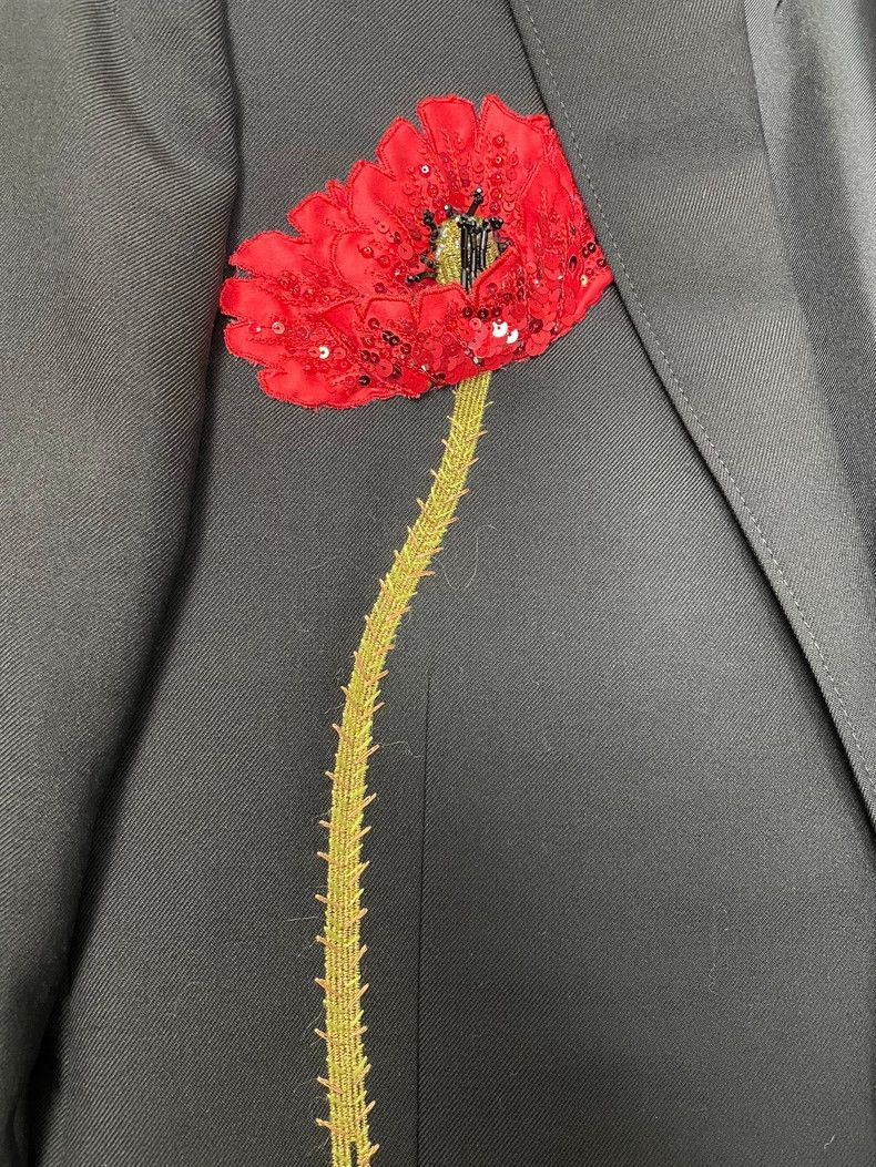 Saint Laurent Paris Saint Laurent Paris Red scale poppy flower suit jacket-2506 Size US M / EU 48-50 / 2 - 4 Thumbnail