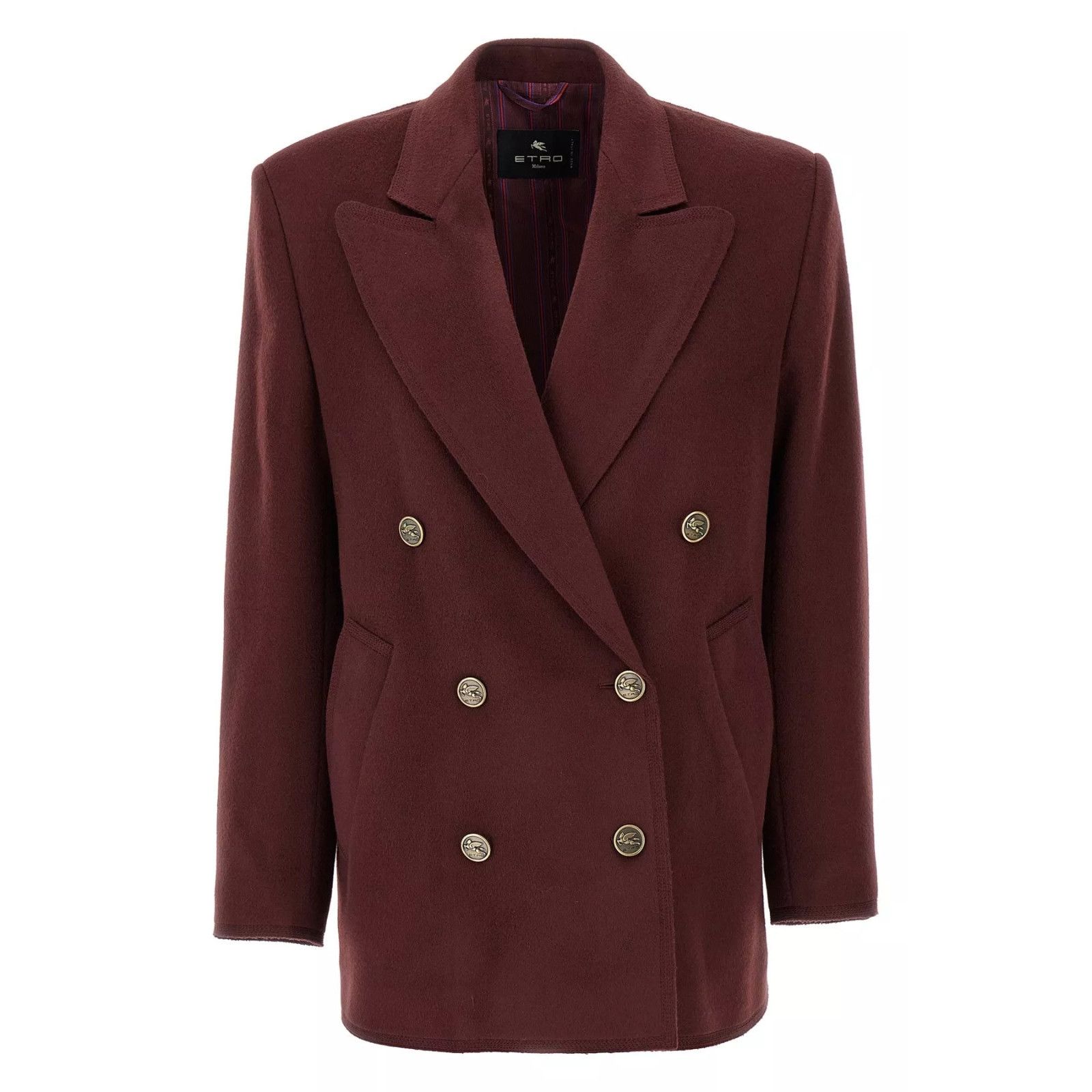 ETRO Double-Breasted Bordeaux Wool Blazer New & Authentic (W