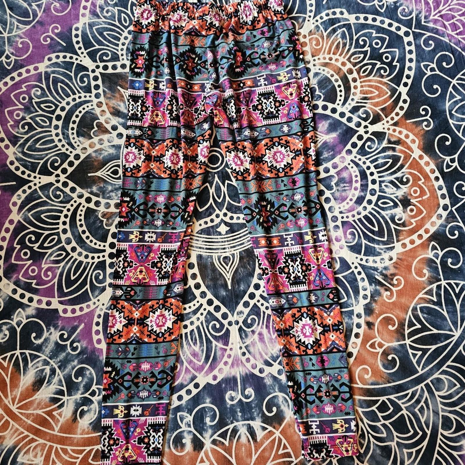 Designer Women's Multicolored Aztec Print Legging Size 32" / US 10 / IT 46 - 6 Thumbnail