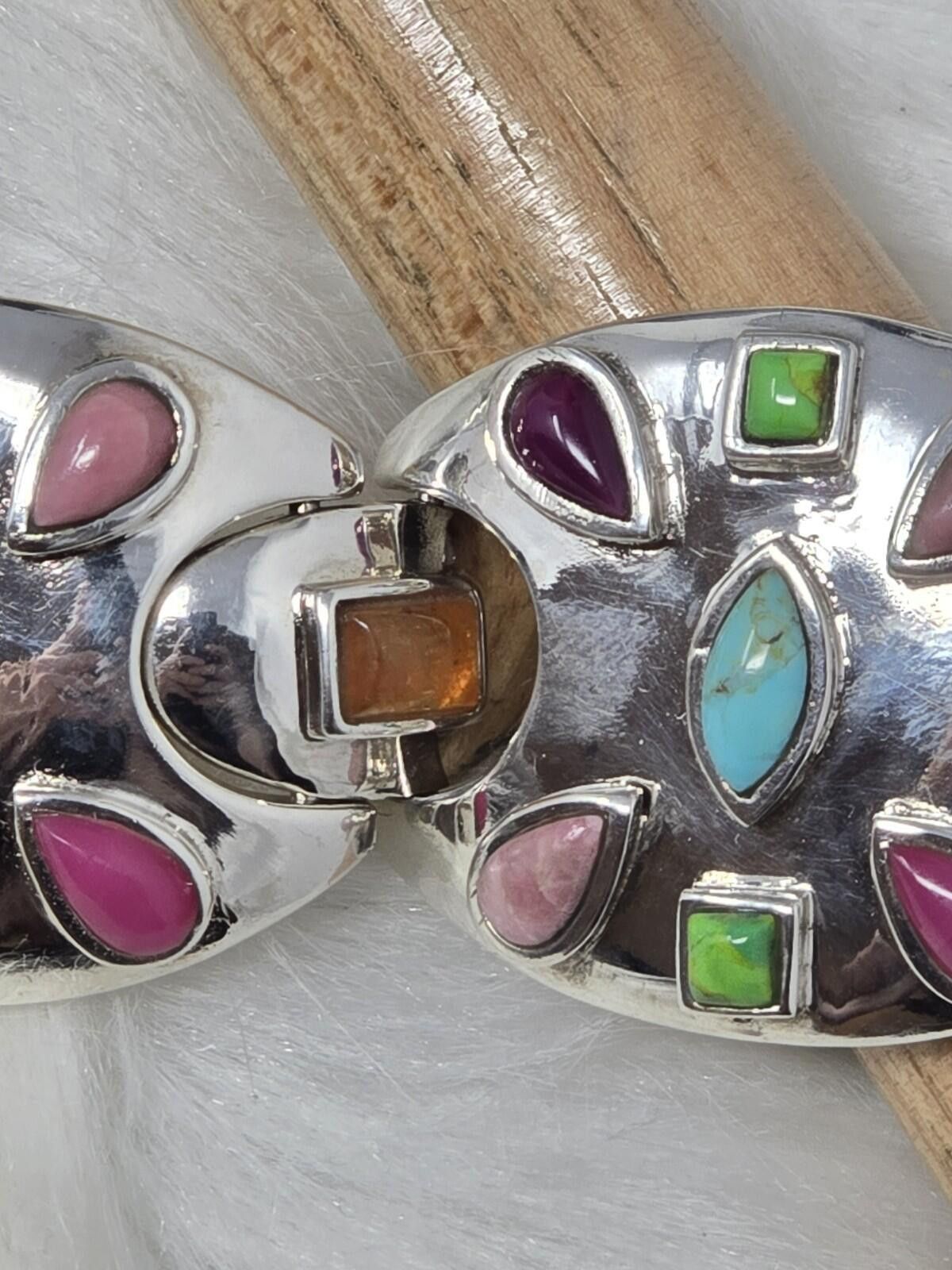Neil Barrett Barse 925 Sterling Silver Gemstone Panel Link Bracelet Rare Size ONE SIZE - 7 Thumbnail