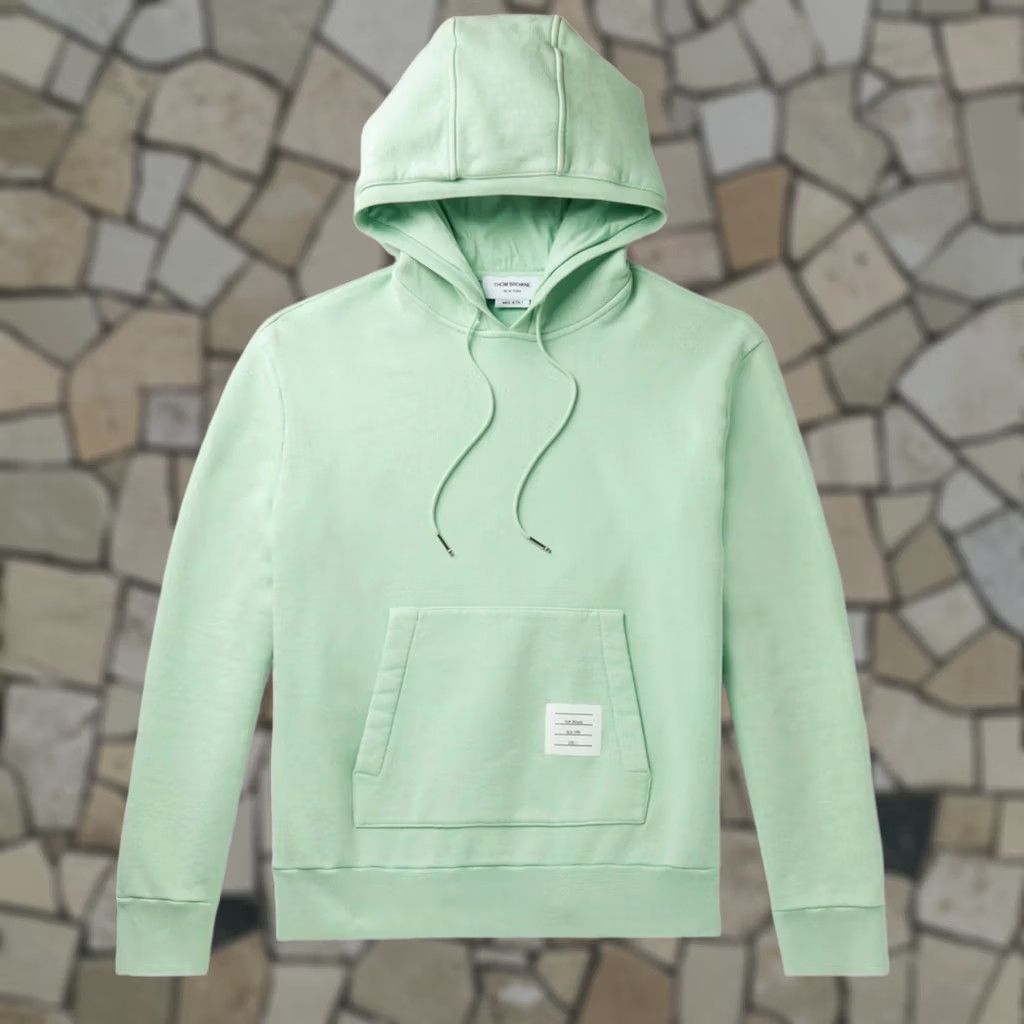 Thom Browne THOM BROWNE Garment-Dyed Loopback Cotton-Jersey Hoodie Green Size 4 Men's Pullover Regular Color Green Size US S / EU 44-46 / 1 - 1 Thumbnail