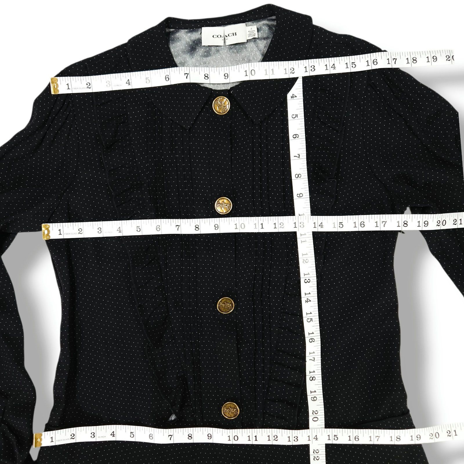 Coach Coach 1941 Ruffle Bib Dress Micro Dot Origami Cuffs Black 4 Size S / US 4 / IT 40 - 11 Thumbnail