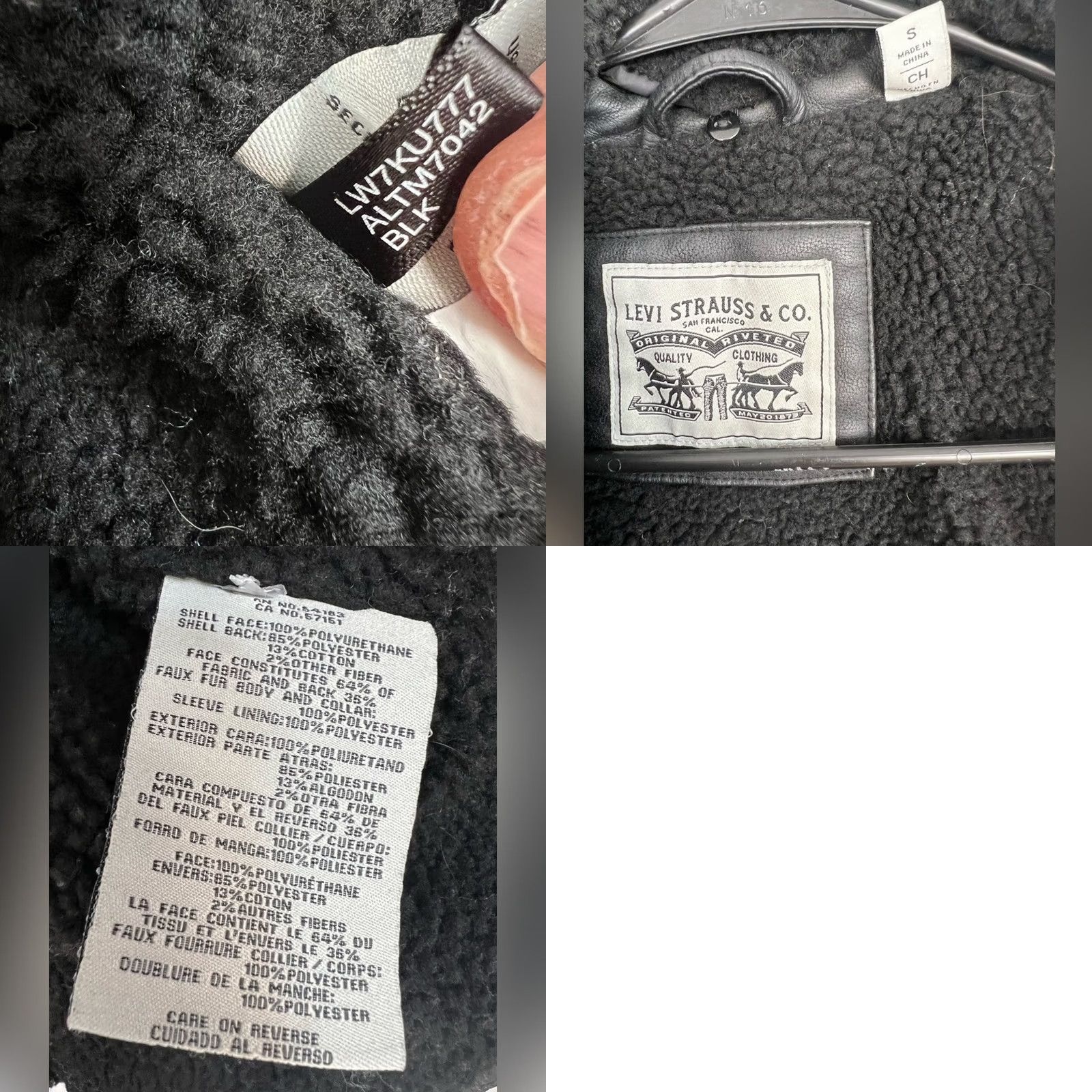 Levi's VINTAGE Levi’s Sherpa Full Zip Button Jacket Black Womens SZ Small Faux Leather QUALITY Size S / US 4 / IT 40 - 8 Thumbnail