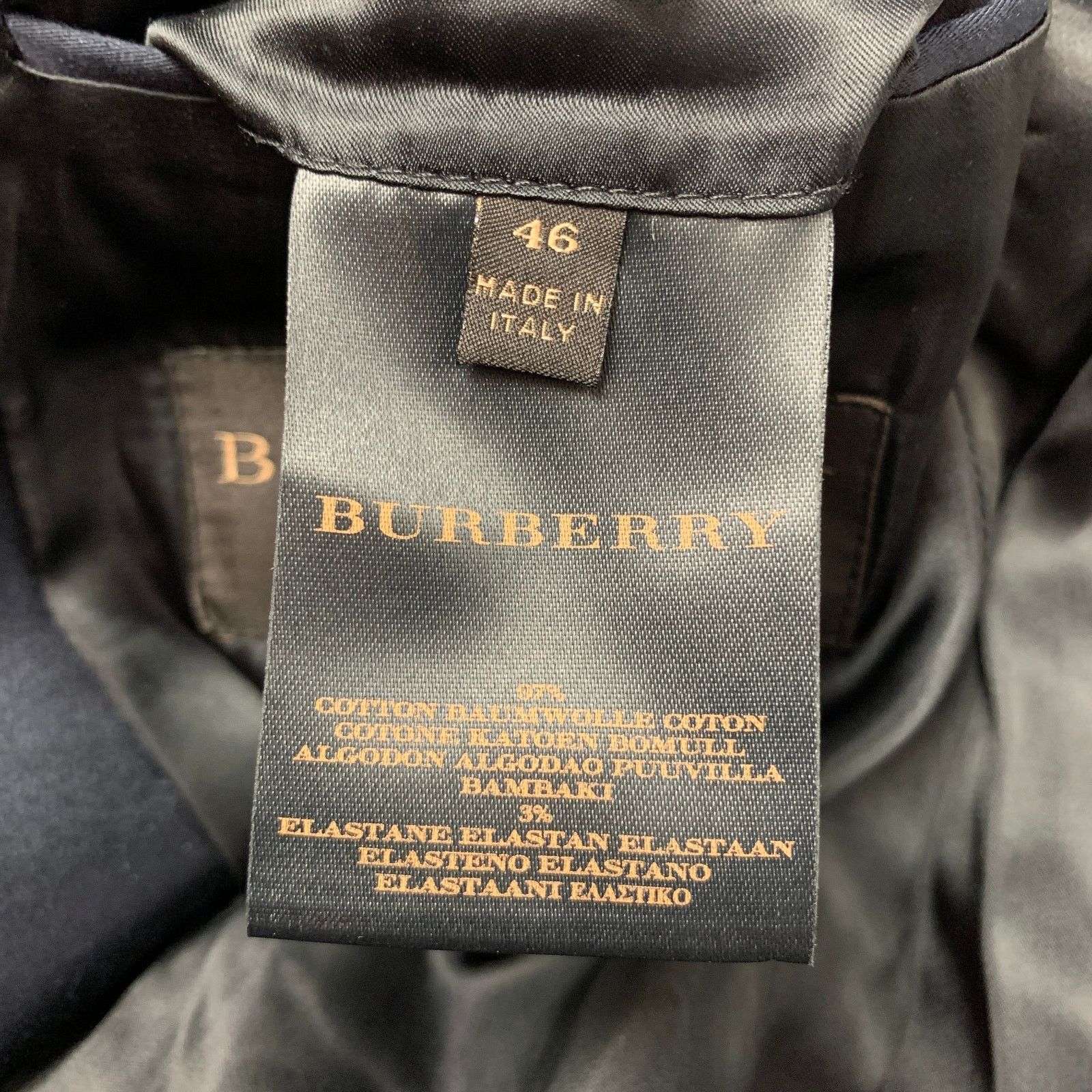Burberry Size 36 Navy Cotton Blend Peak Lapel Tuxedo Sport Coat Size 36R - 5 Thumbnail