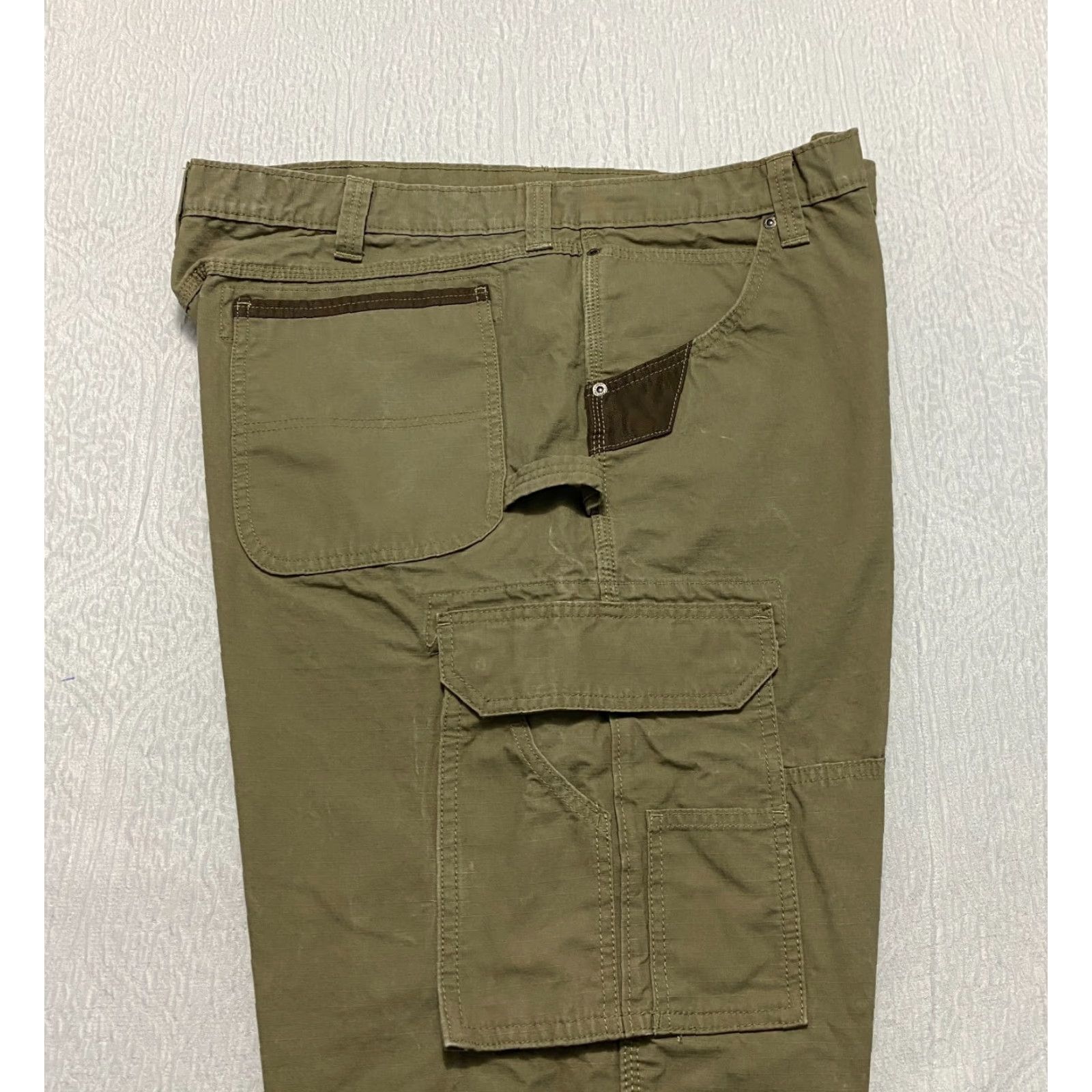 Wrangler Wrangler Workwear Relaxed Fit Carpenter Cargo Pants 42×32 Beige Wide Leg Ripstop 5-Pocket Mens Jeans Pants Size US 42 / EU 58 - 5 Thumbnail