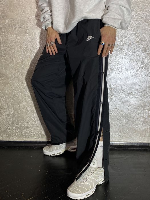 Vintage Nike Nylon Track Pants 2000s Mini Swoosh Y2K White Man 