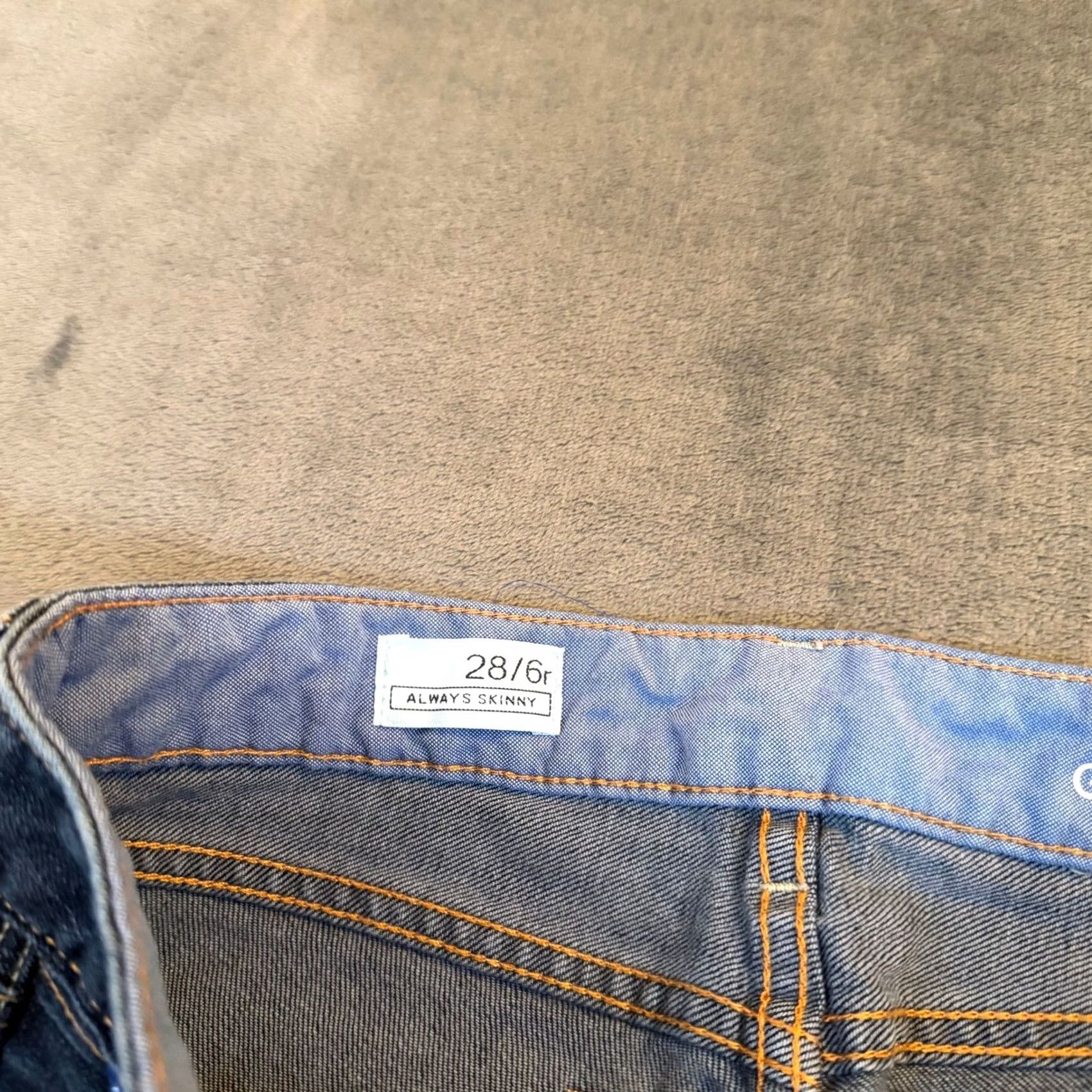 Gap Gap 1969 Always Skinny Jeans Womens 28/6 Regular Blue Dark Wash Stretch Denim 5-Pocket Logo Pockets Zip Fly Size 28" / US 6 / IT 42 - 3 Thumbnail