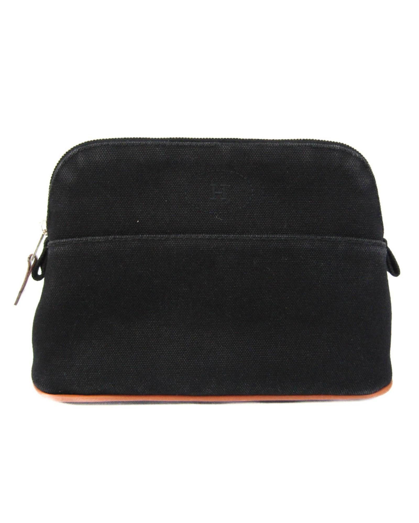 image of Hermes Classic Black Cotton Bolide Pouch, Women's
