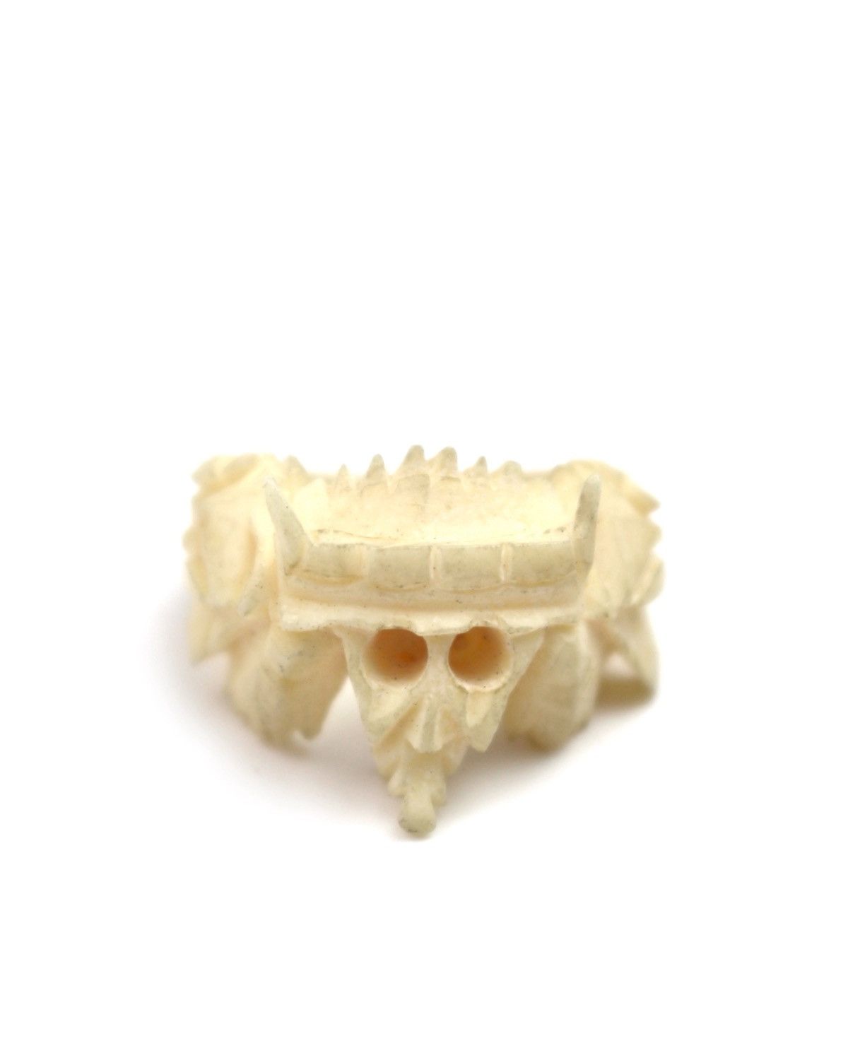 If Six Was Nine 1990S HAND-CARVED FISH BONE SKULL RING Size ONE SIZE - 1 Thumbnail