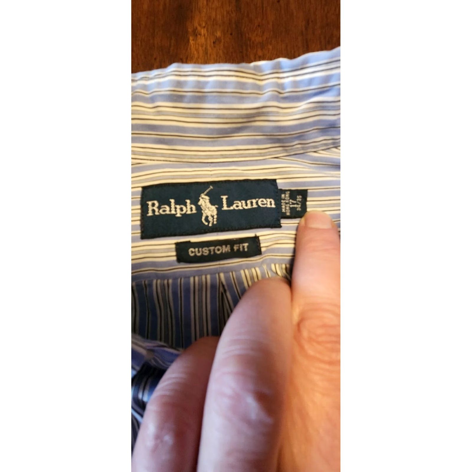 Ralph Lauren Polo Ralph Lauren Dress Shirt Blue Striped 17 34/35 Custom Fit Men Shirt Regular Long Sleeve Button Collar Spread Preppy Casual Size 46R - 3 Thumbnail