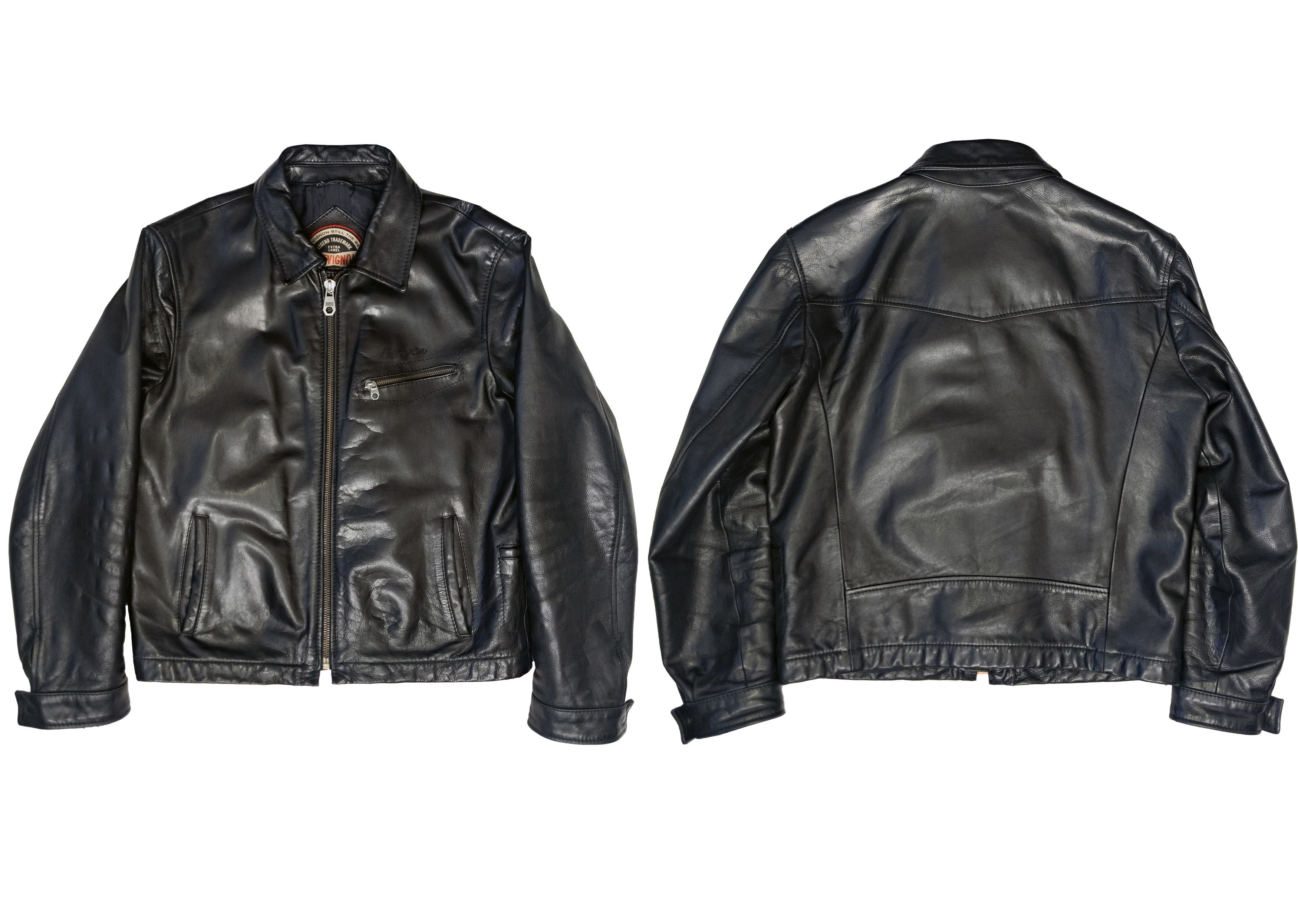 Vintage Chevignon mens black leather jacket, Pilot size L