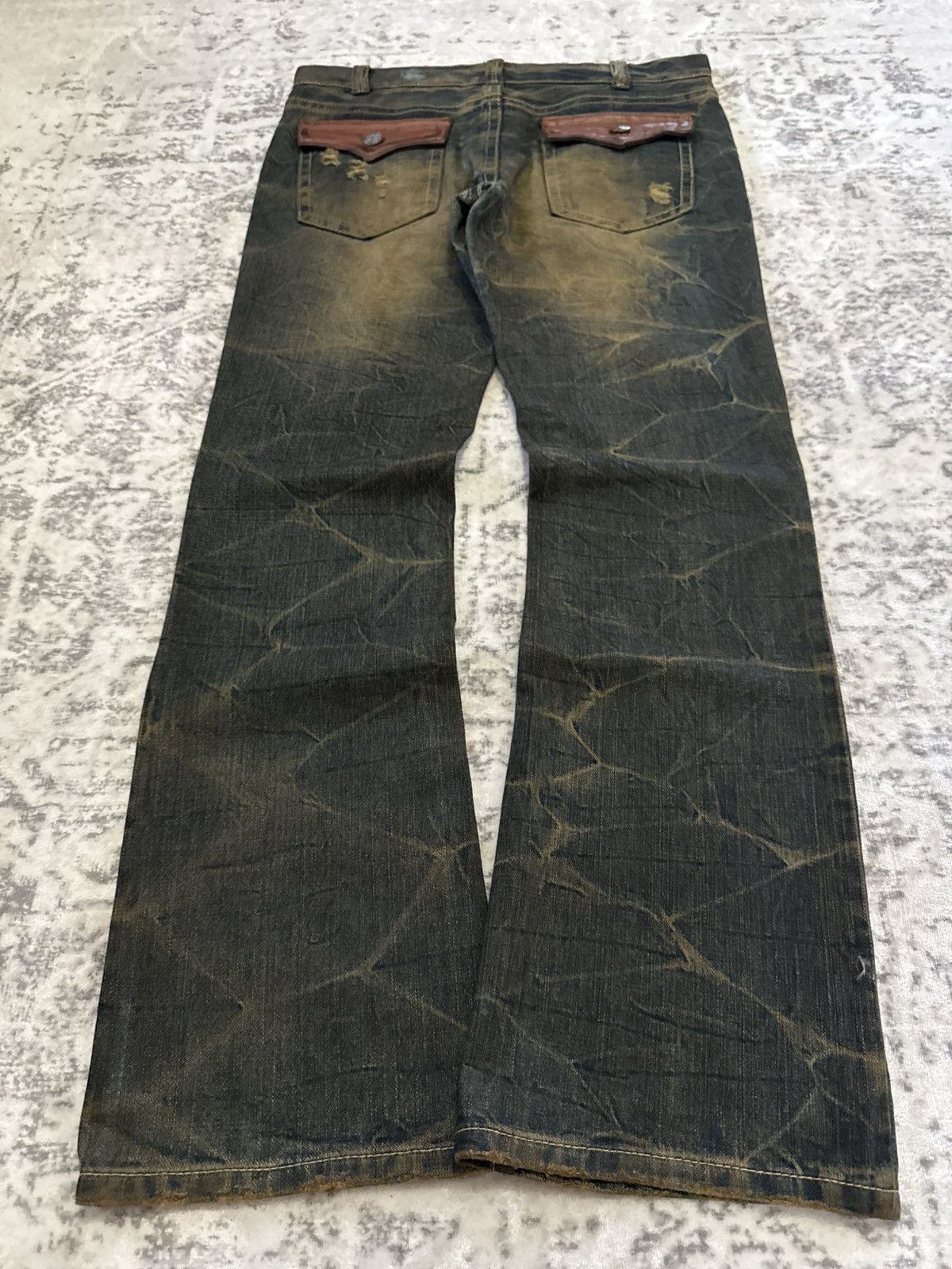 If Six Was Nine 2000s Pinball Studded Flared Jeans Mud Wash Distressed Size US 34 / EU 50 - 2 Thumbnail