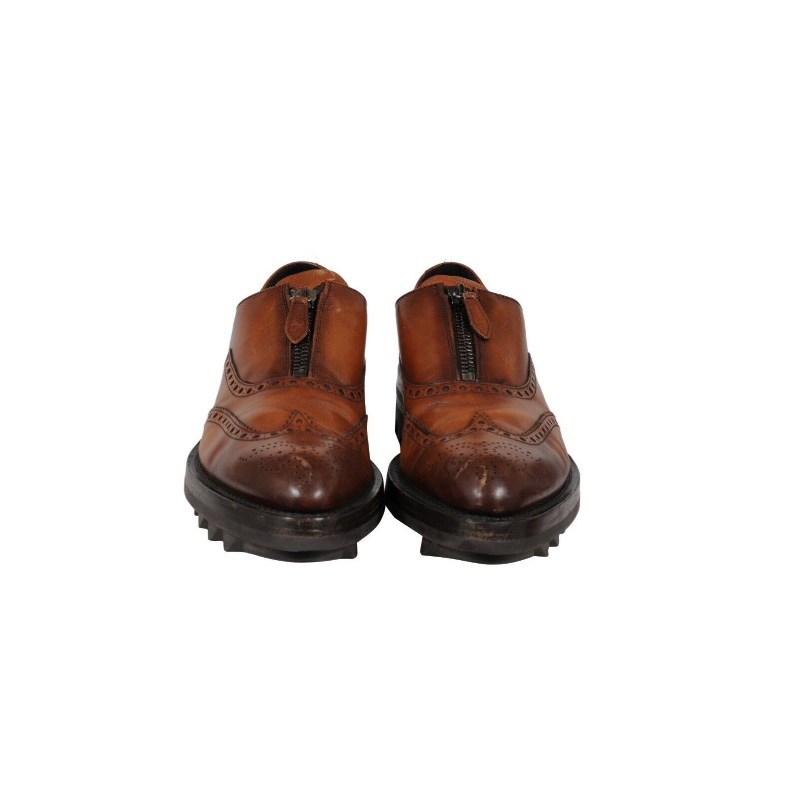 Prada Oxfords Brown Leather Medallion Wingtip Size US 11 / EU 44 - 8 Thumbnail