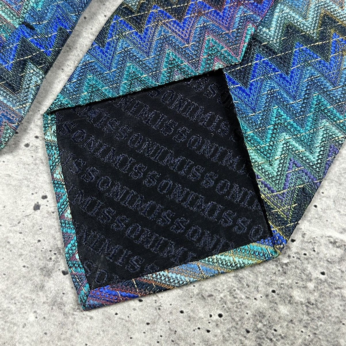 Designer MISSONI Men's Silk Necktie LUXURY Tie Purple Green Geometric Size ONE SIZE - 8 Thumbnail