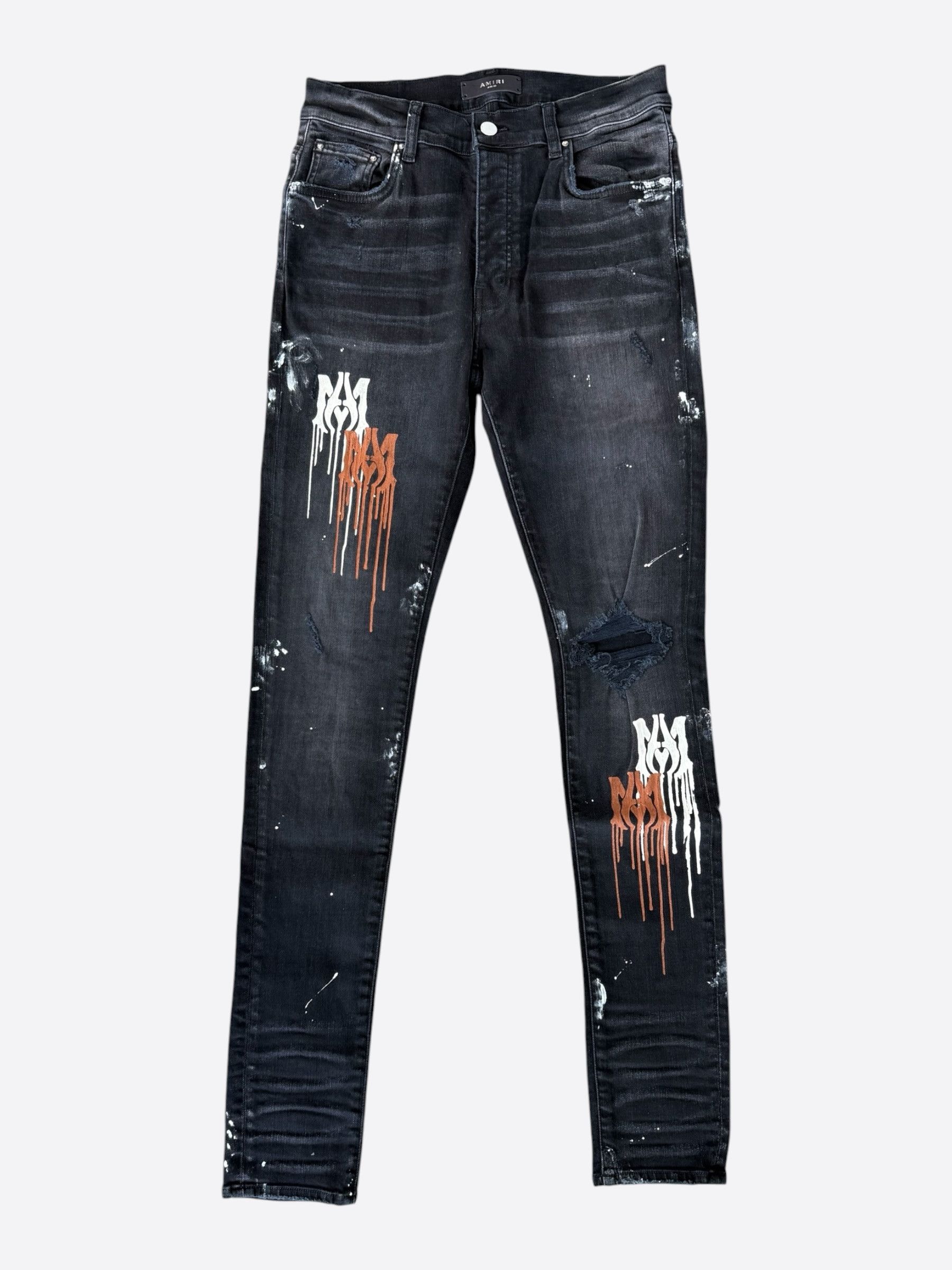 Amiri Amiri Black Paint Drip Jeans Used 36 | Grailed
