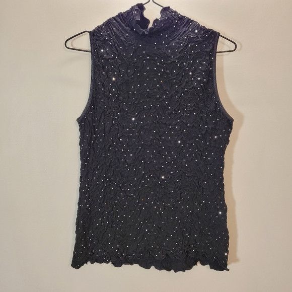 Joseph Ribkoff Vintage Joseph Ribkoff Black Textured Sequins Top - Size 10 Size L / US 10 / IT 46 - 3 Thumbnail